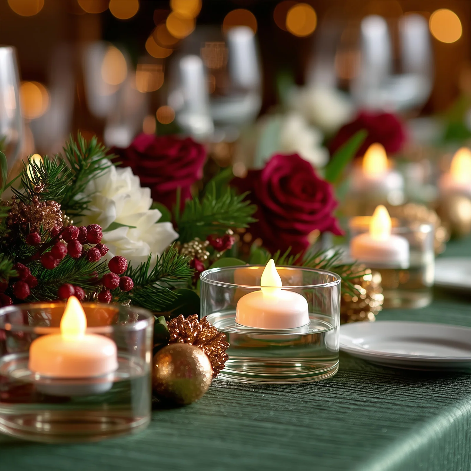12-Pack LED Tealight Candles Flameless Warm White - Floating Waterproof Lights for Décor - Image 6