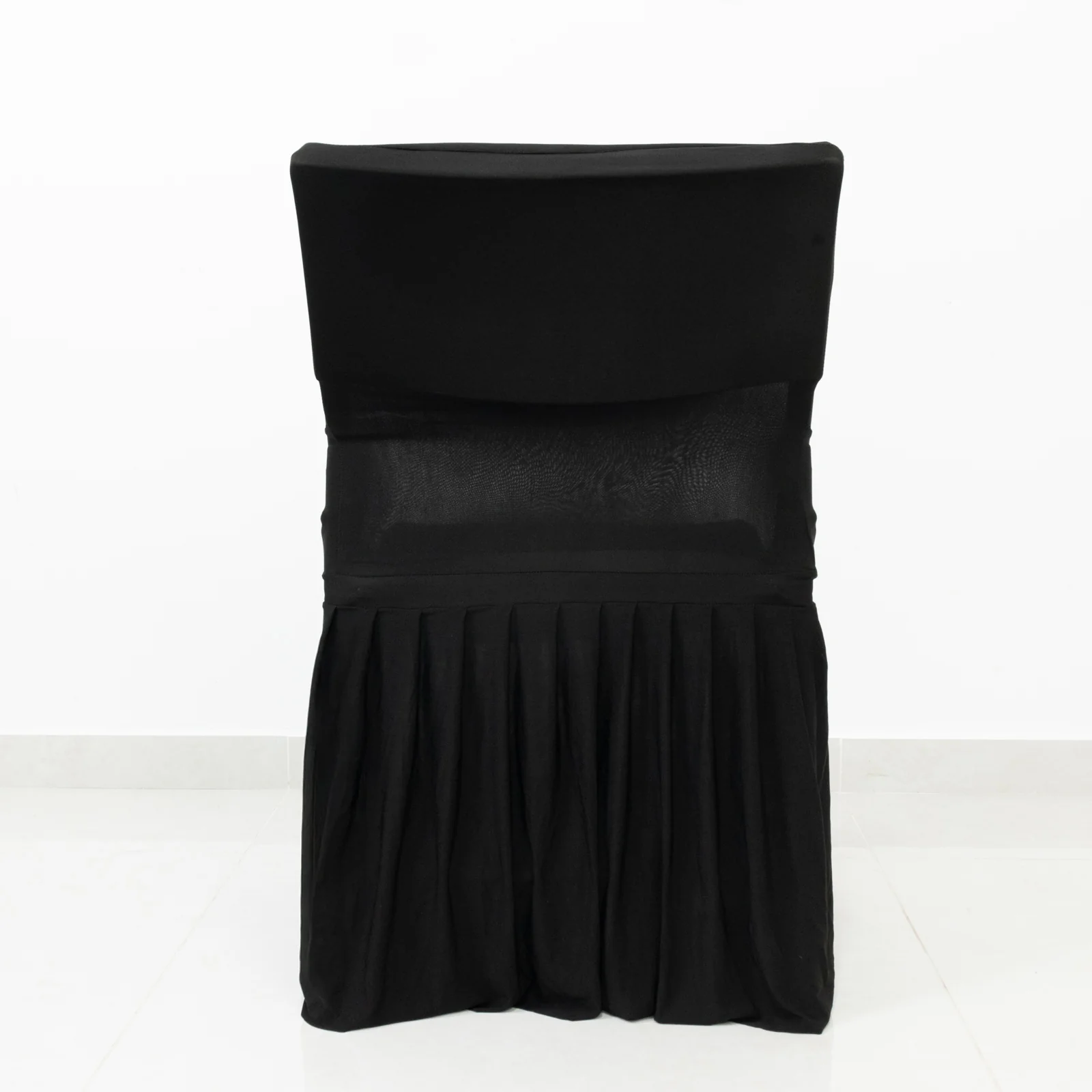 Lifetime Folding Chair Cover Black – Spandex Pleated Stretch Slipcover with Floor-Length Skirt, Also Fits Standard Chairs - Image 9