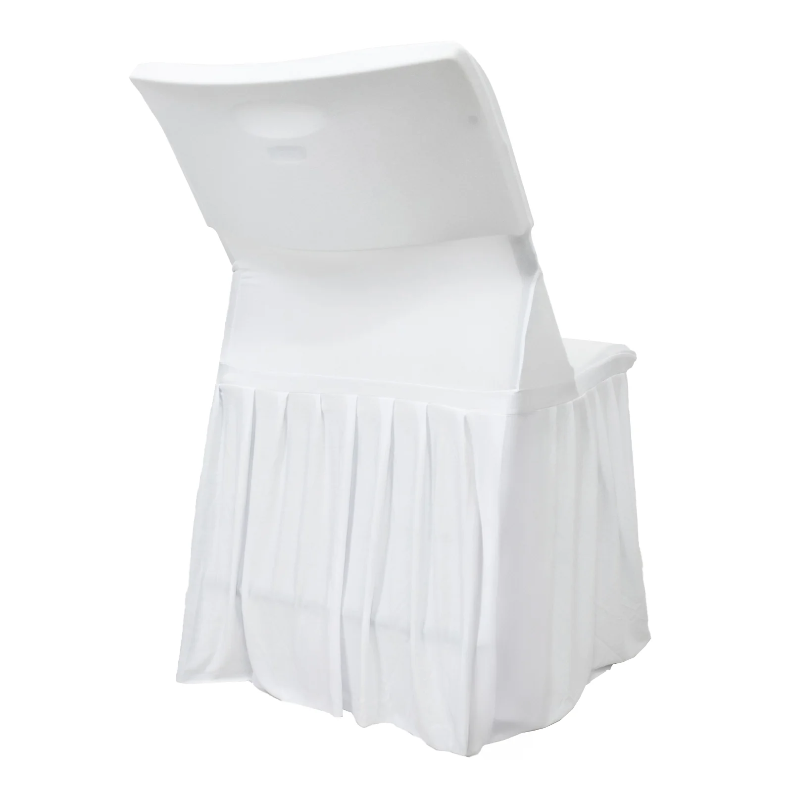Lifetime Folding Chair Cover White – Spandex Pleated Stretch Slipcover with Floor-Length Skirt, Also Fits Standard Chairs - Image 8