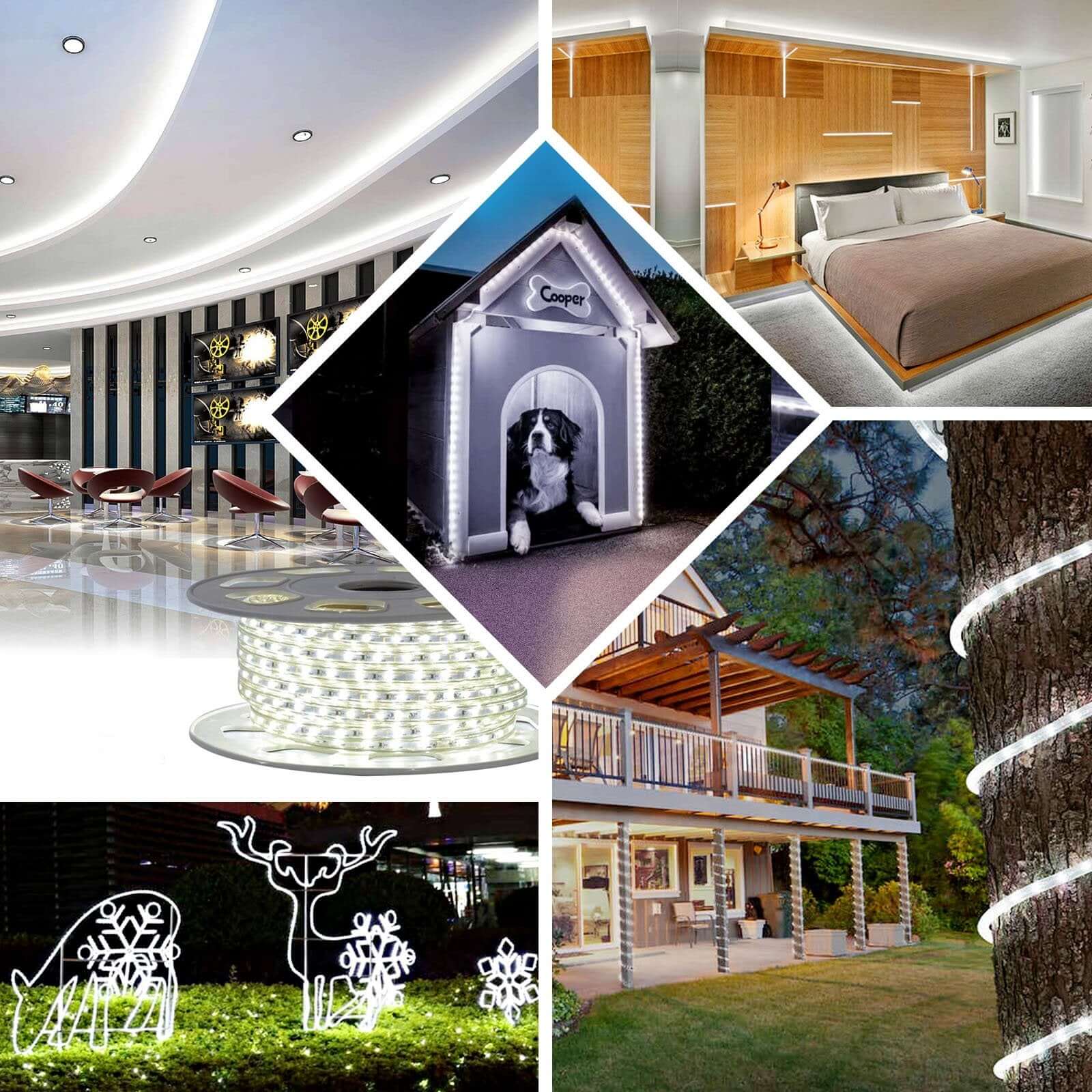 Light Blue Waterproof Outdoor LED Rope Light, 120V With 250 Bright LEDs 33ft - Image 5