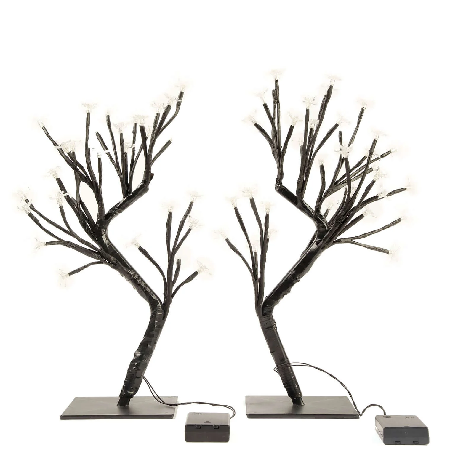 2-Pack Artificial Tree Centerpieces 36 Warm White LEDs Cherry Blossom Design Black - Battery Operated Decorative Lights - Image 6