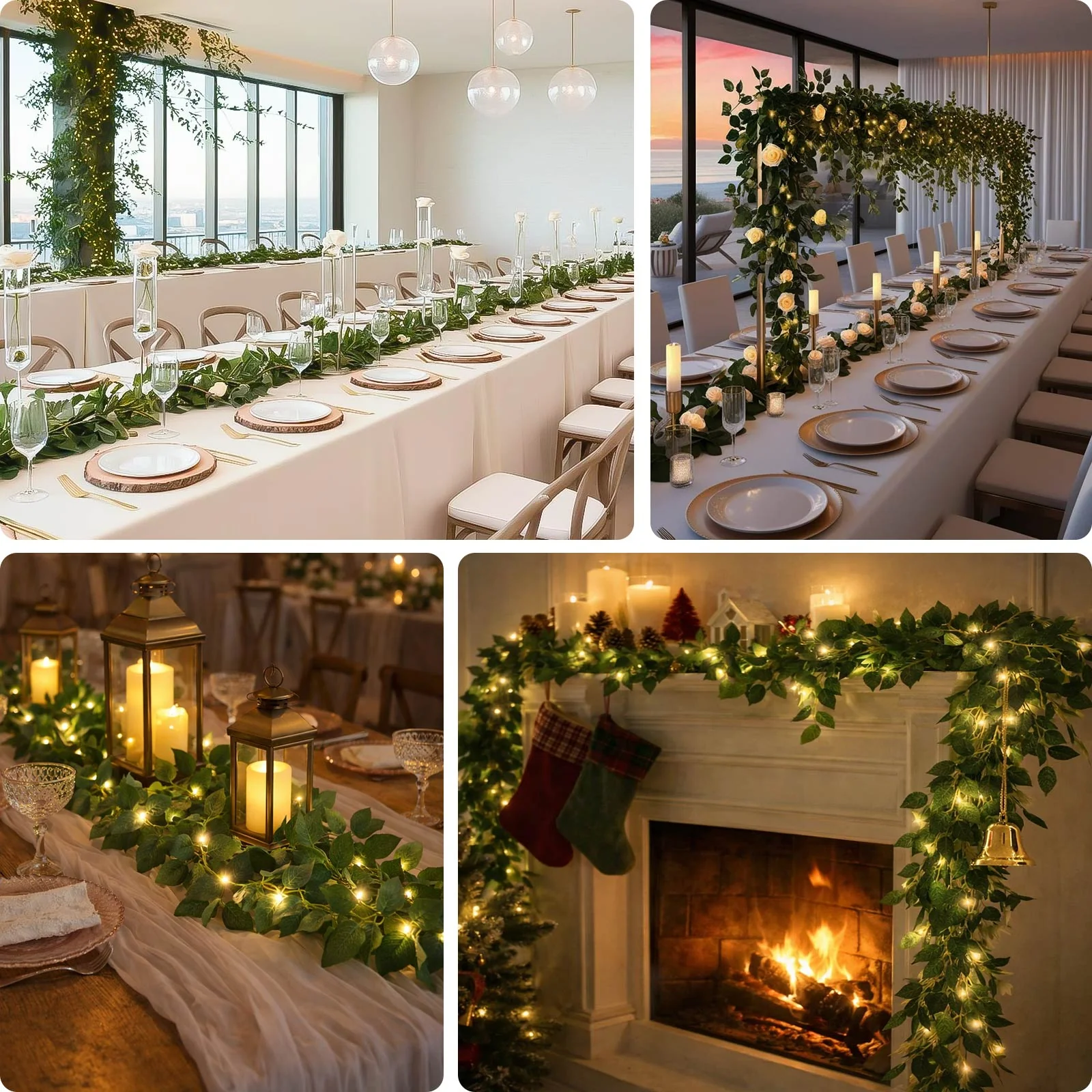 Lighted Rose Leaf Vine, 6ft Artificial Greenery Garland String Lights for Home & Wedding Decor - Image 5