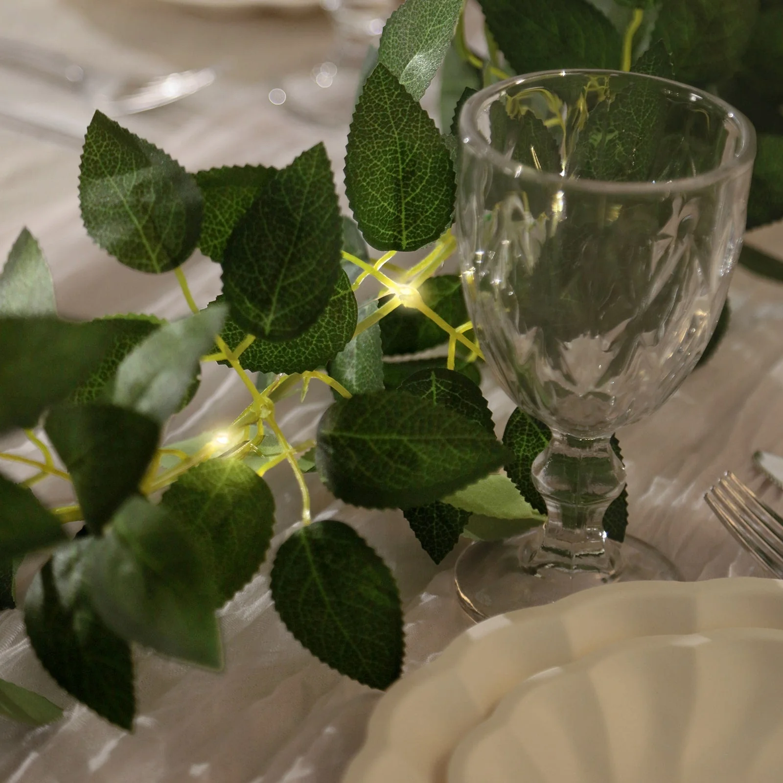 Lighted Rose Leaf Vine, 6ft Artificial Greenery Garland String Lights for Home & Wedding Decor - Image 6