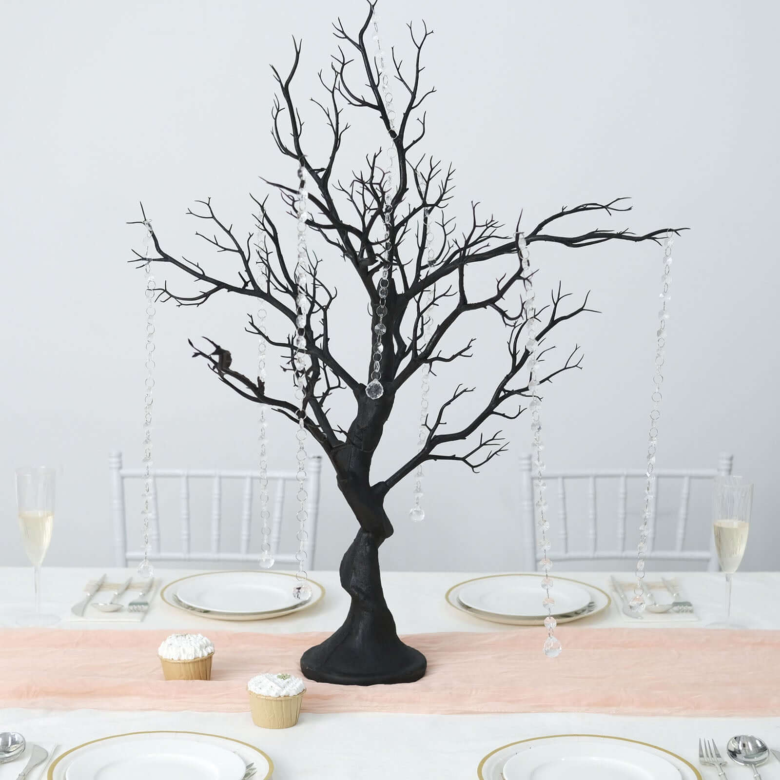 Manzanita Tree Centerpiece 34" Black with 8 Acrylic Bead Chains - Easy Assembly Decorative Artificial Tree - Image 7