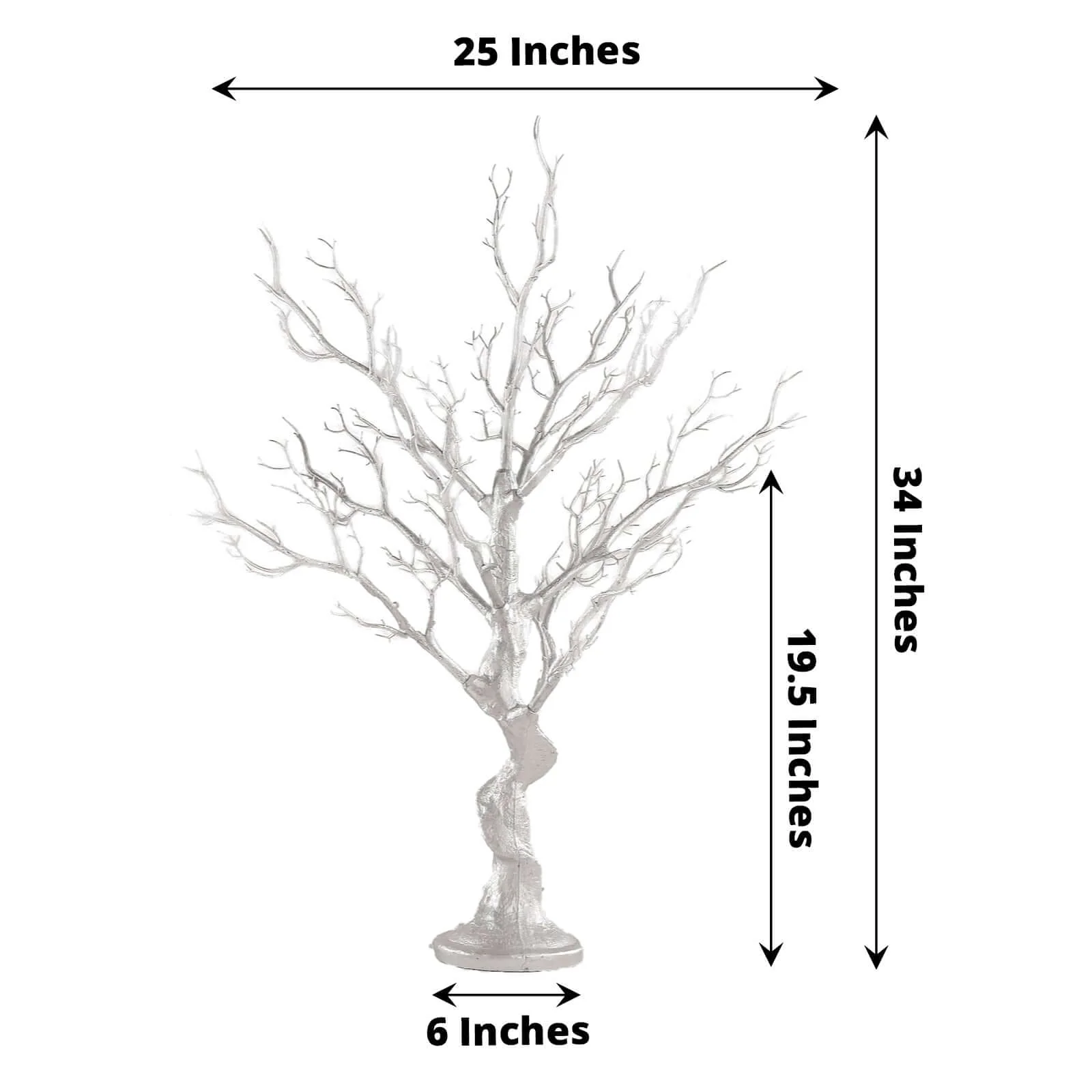 Manzanita Tree Centerpiece 34" Metallic Silver with 8 Acrylic Bead Chains - Easy Assembly Decorative Artificial Tree - Image 3