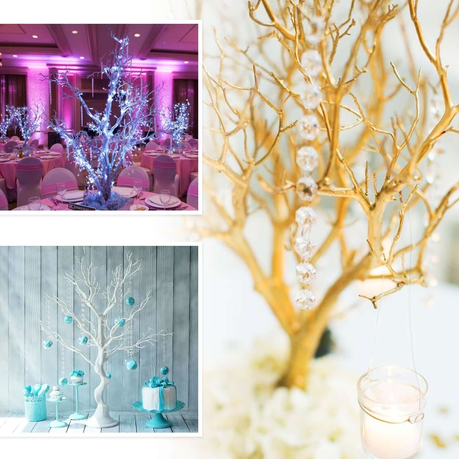 Manzanita Tree Centerpiece 34" Natural with 8 Acrylic Bead Chains - Easy Assembly Decorative Artificial Tree - Image 5