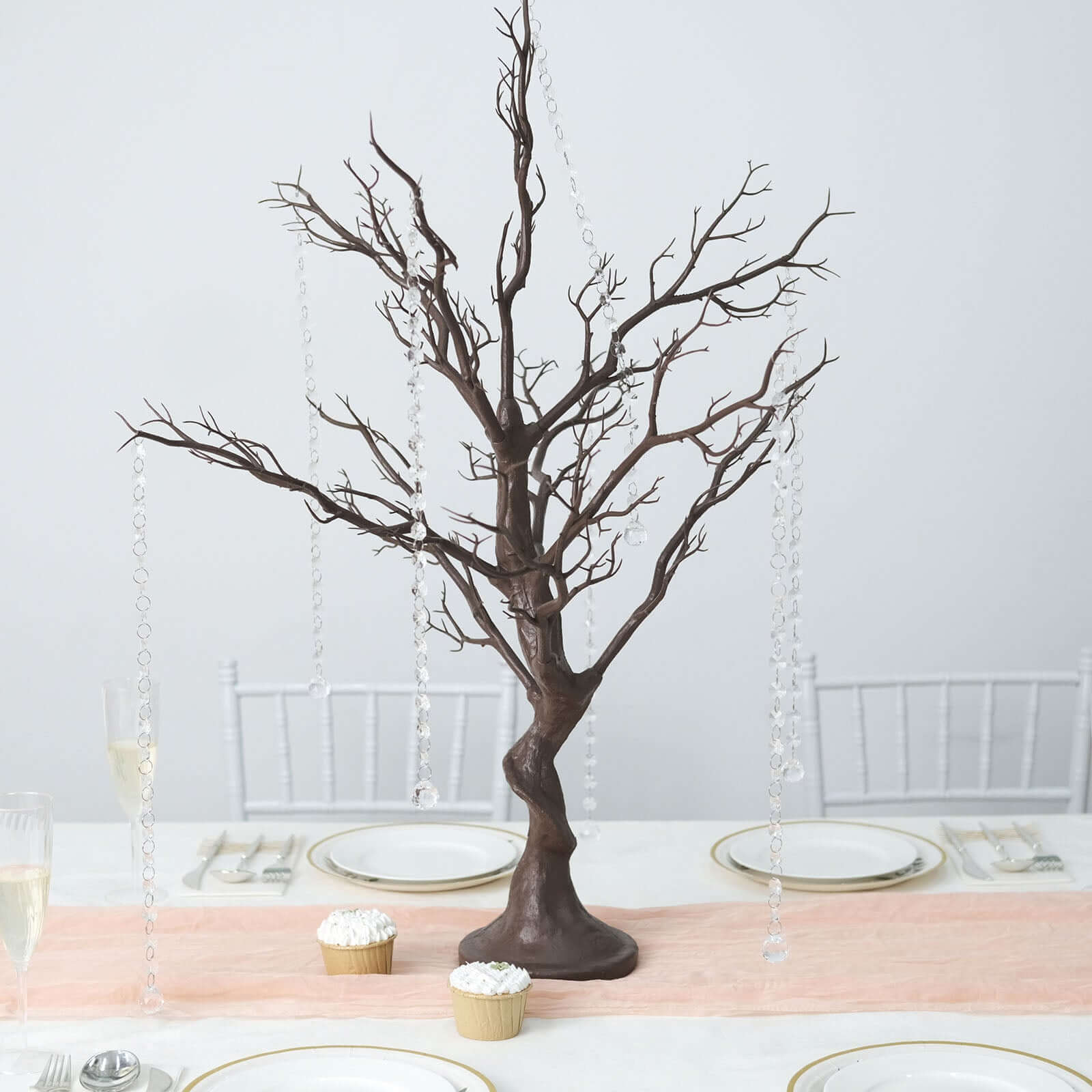 Manzanita Tree Centerpiece 34" Natural with 8 Acrylic Bead Chains - Easy Assembly Decorative Artificial Tree - Image 7