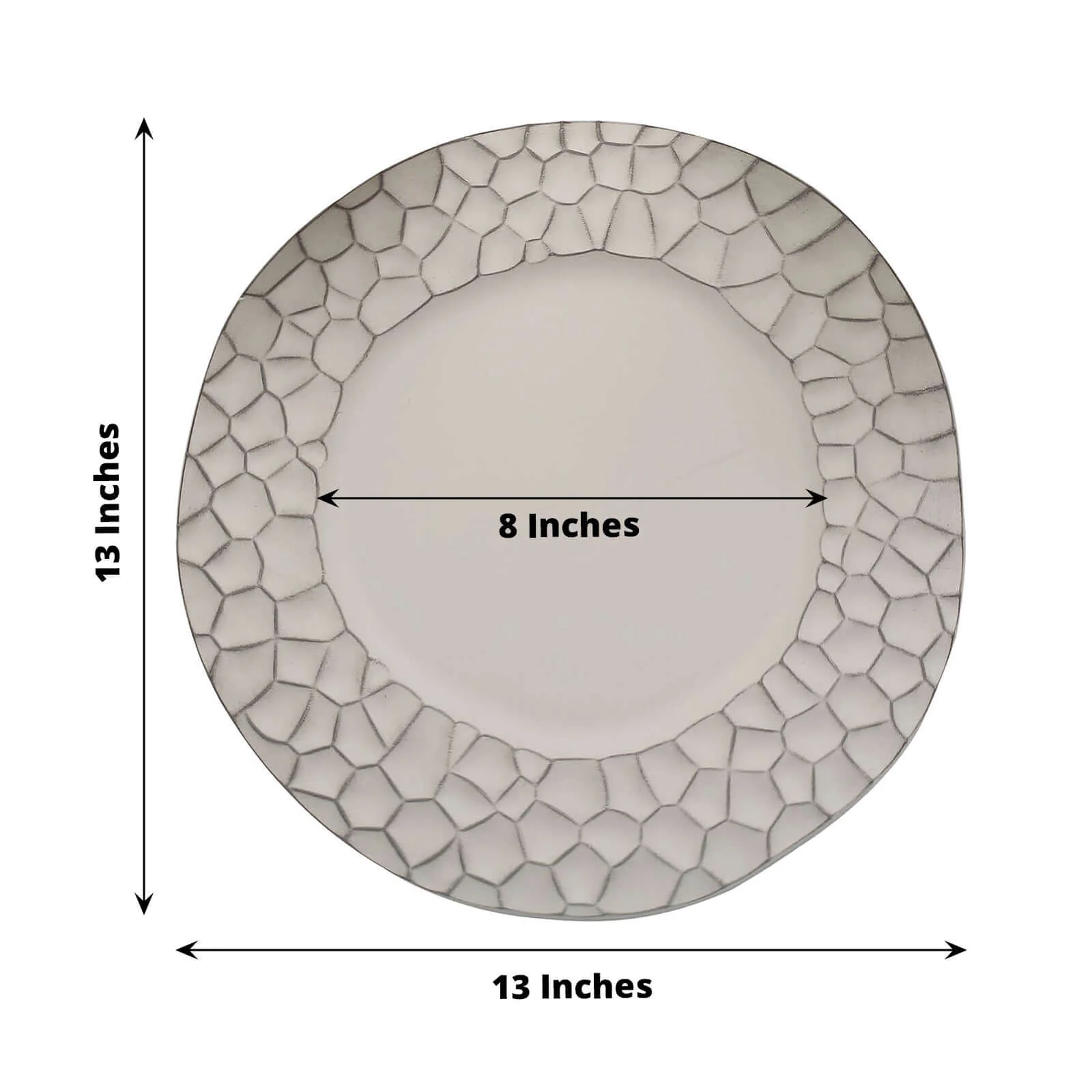 6-Pack Charger Plates 13" Round Gray with Hammered Rim - Matte Finish Modern Dinner Charger Tableware - Image 3