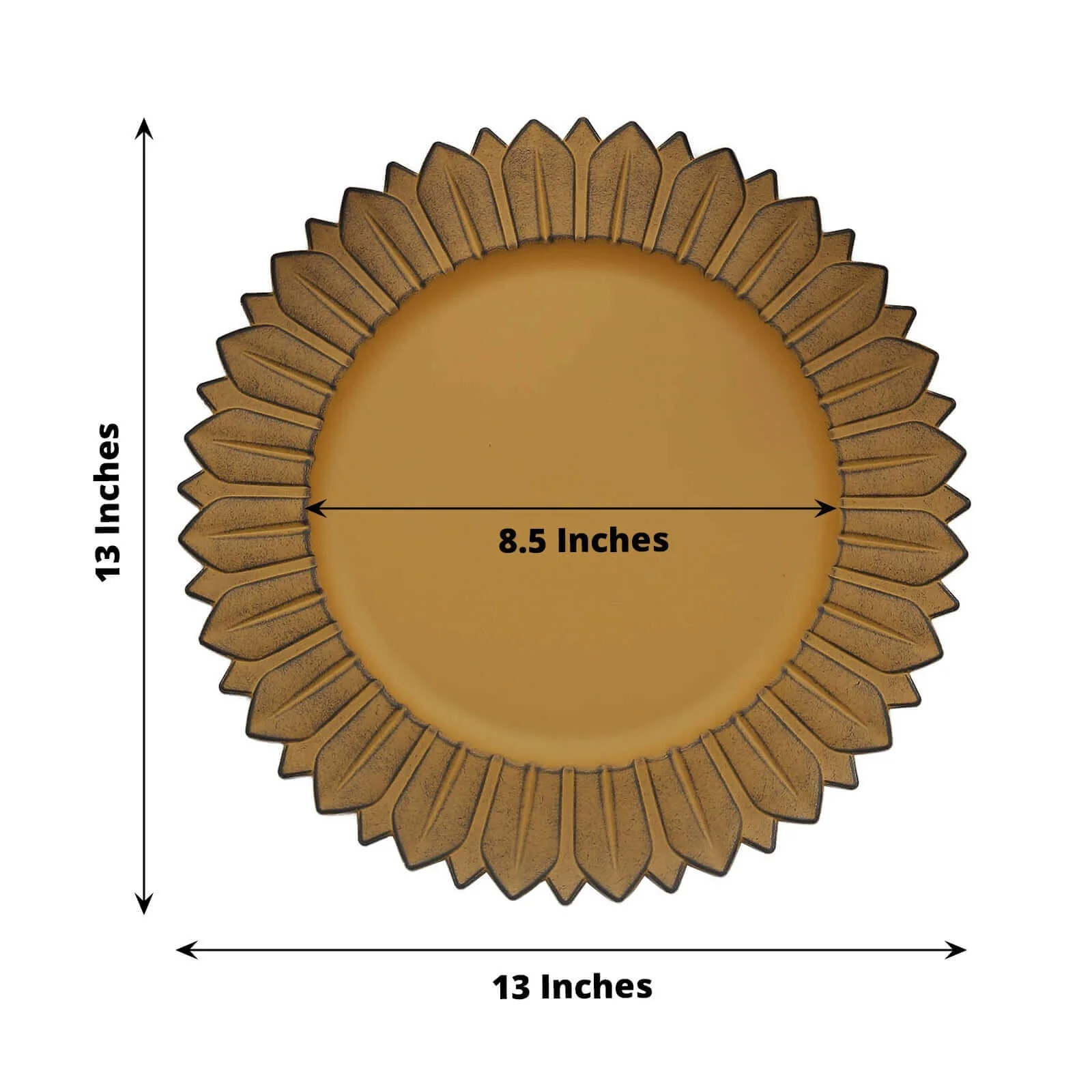 6-Pack Plastic Charger Plates 13" Round Mustard Yellow with Sunflower Rim - Matte Finish Disposable Dinner Charger Tableware - Image 3