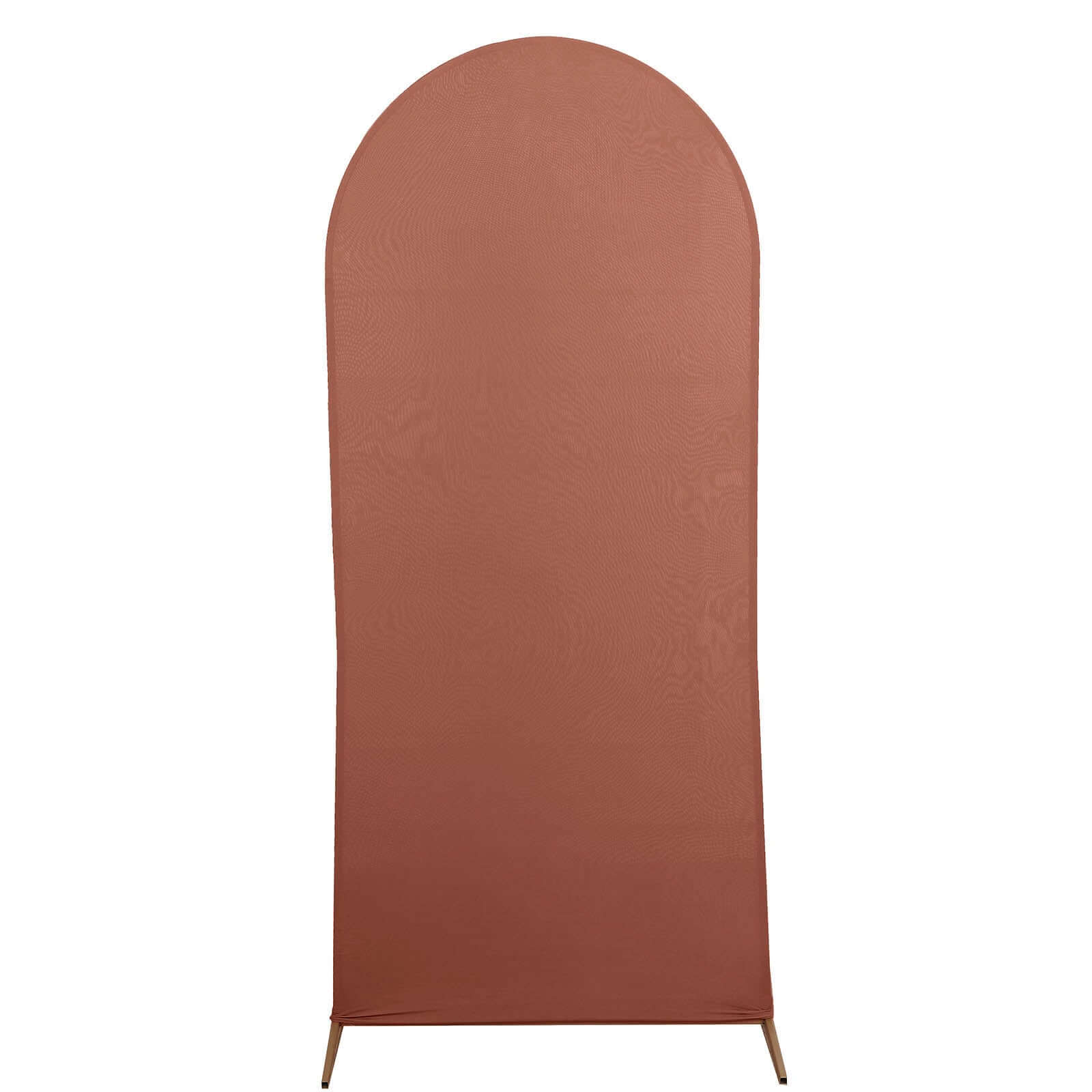 Matte Terracotta (Rust) Spandex Fitted Wedding Arch Cover For Round Top Chiara Backdrop Stand 6ft - Image 6