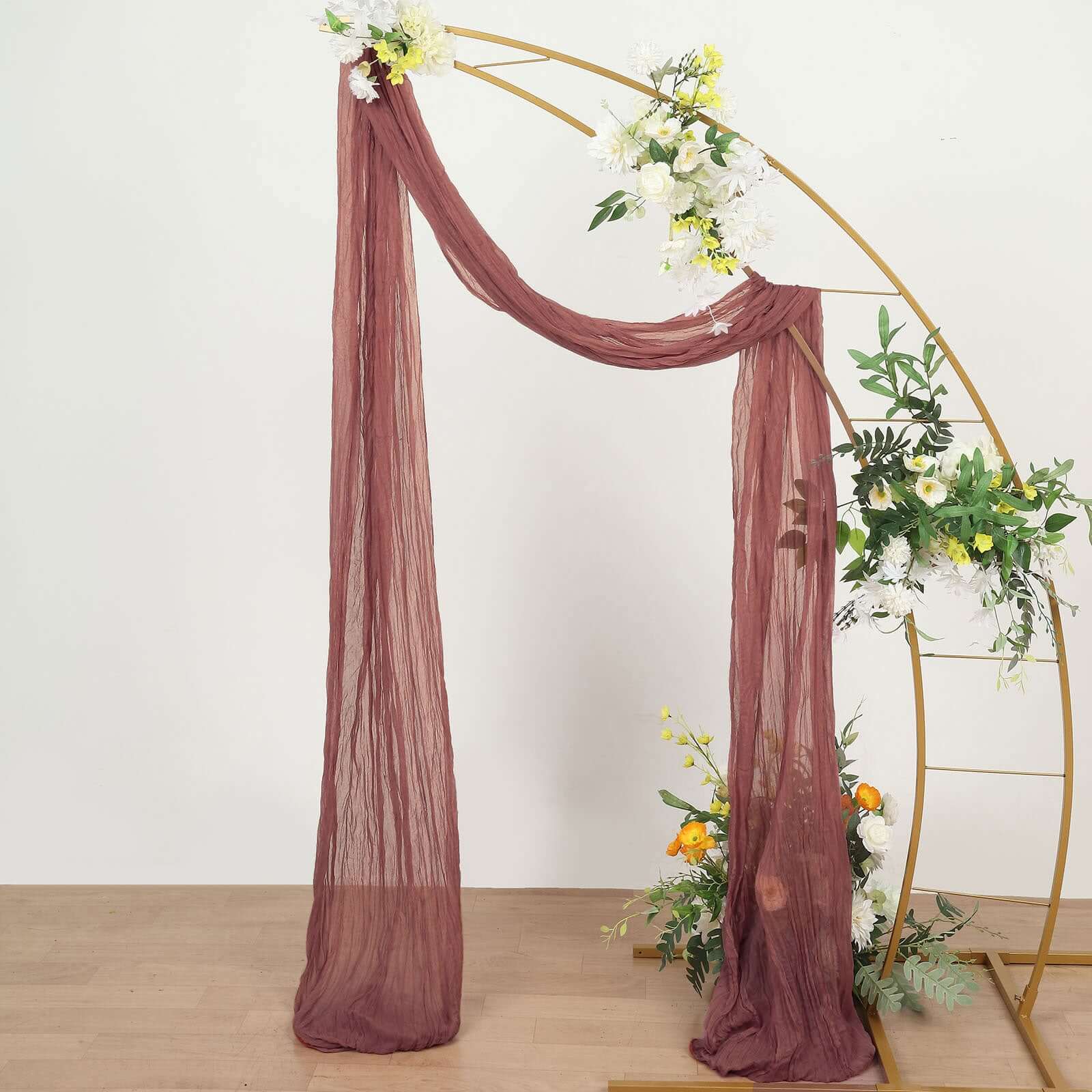 Mauve Cinnamon Rose Gauze Cheesecloth Draping Fabric Wedding Arch Decorations, Window Scarf Valance Drapes, Boho Arbor Long Curtain Panel 20ft - Image 5