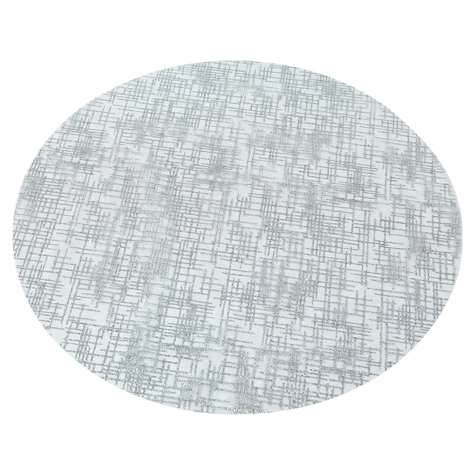 10-Pack Mesh Table Placemats 13" Round Glitter Design Metallic Silver - Polyester Disposable Dining Mats - Image 7