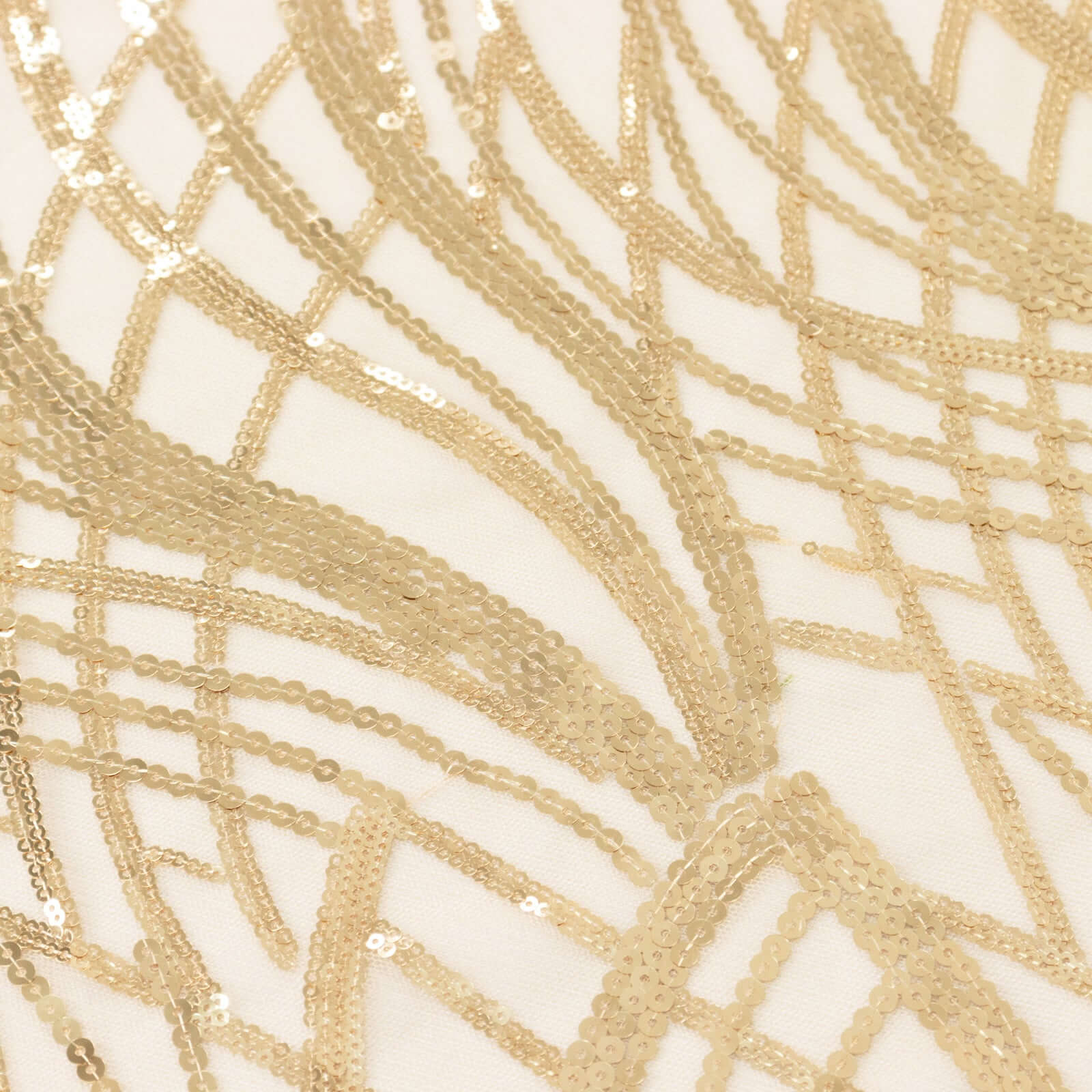 Mesh Round Tablecloth 120" Champagne - Wave Embroidered Sequin Table Cover - Image 8