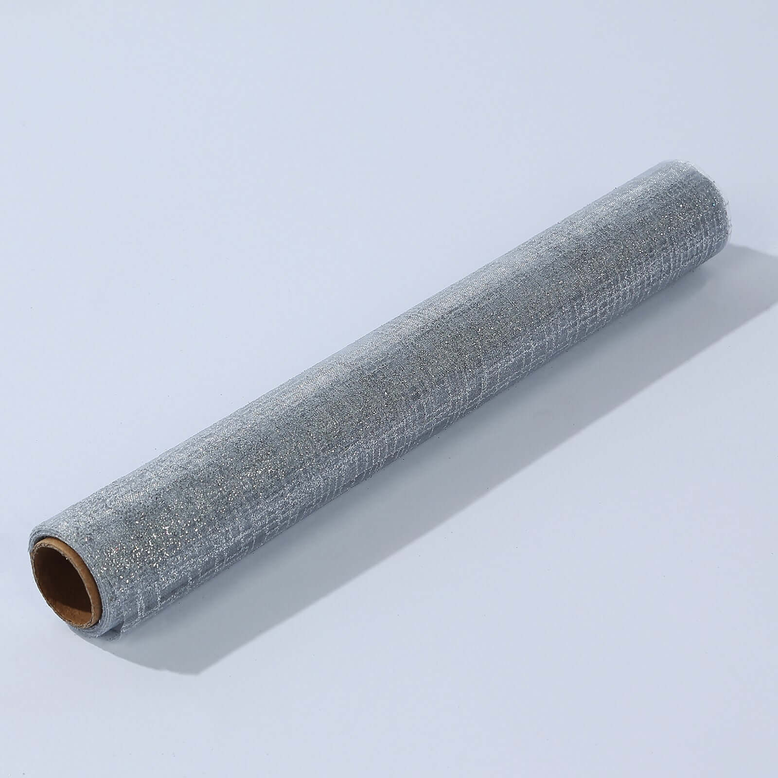 Mesh Table Runner 11"x108" Metallic Silver with Glitter Design - Sparkling Disposable Table Decor - Image 9