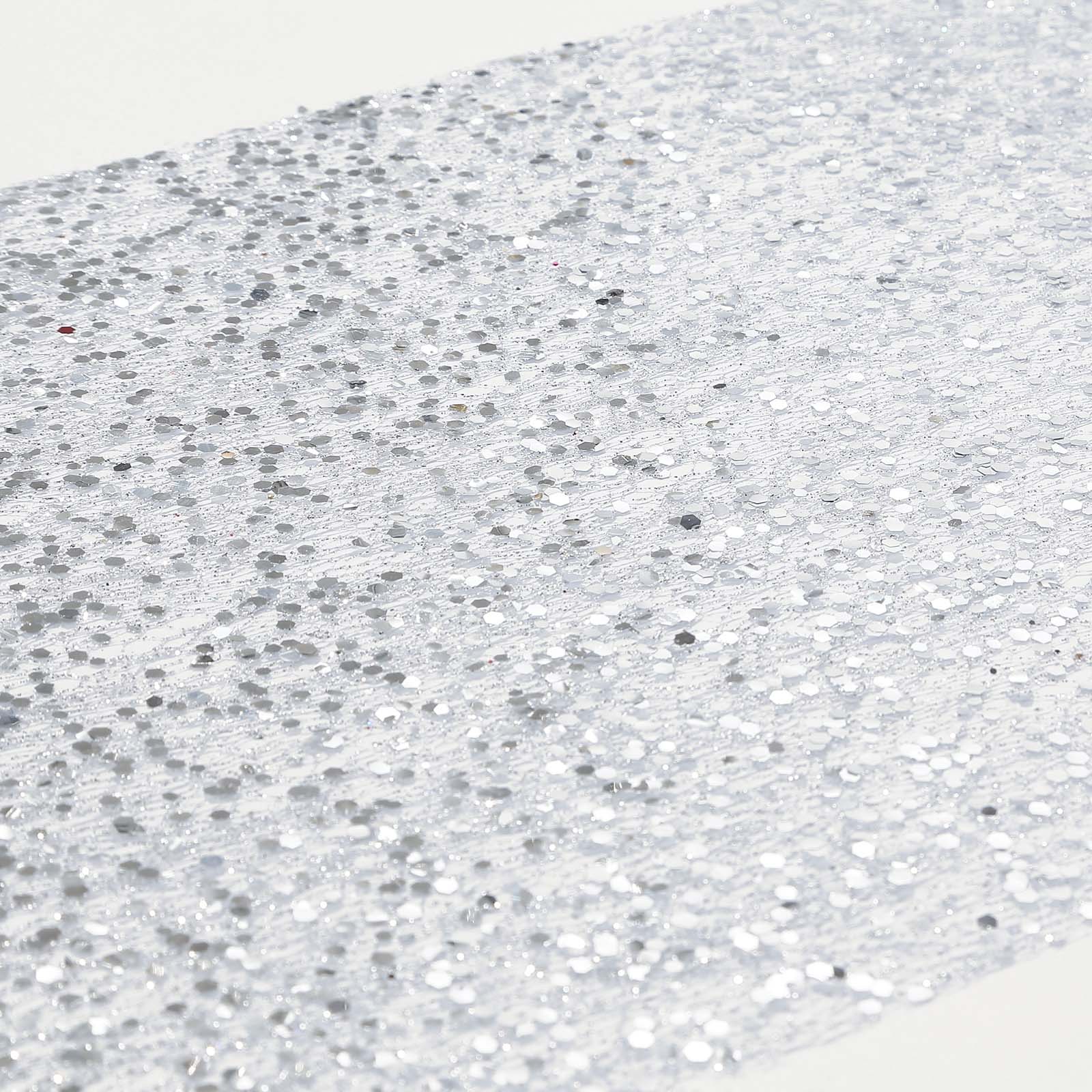 Mesh Table Runner 11"x108" Metallic Silver with Glitter Design – Shimmering Disposable Table Decor for Upscale Celebrations - Image 4