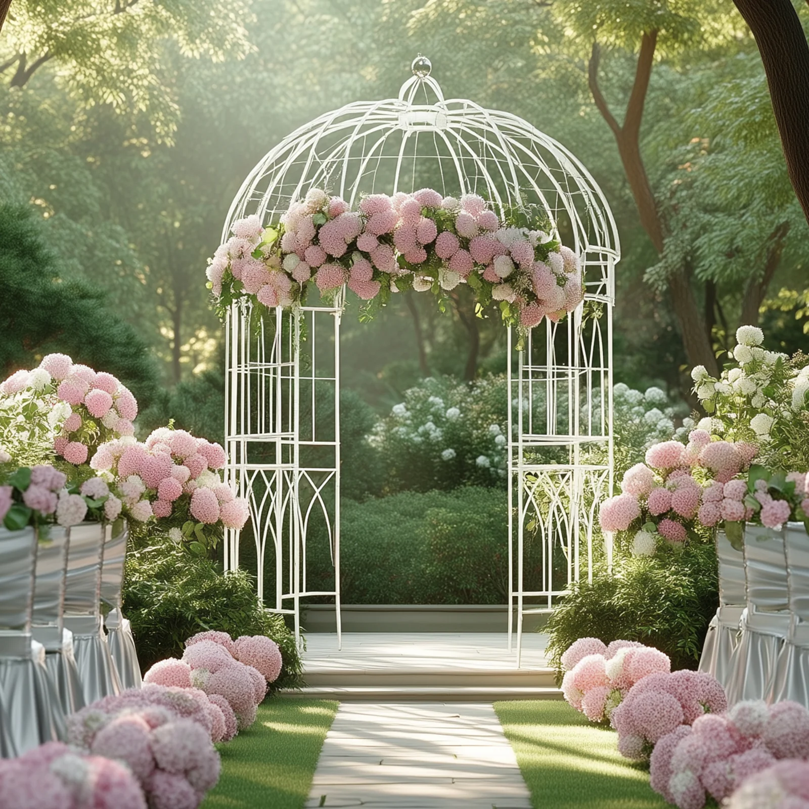 Metal Birdcage Wedding Arch, White 10ft – Garden Gazebo Pergola Pavilion Arbor for Outdoor Ceremony, Vines & Flowers - Image 10
