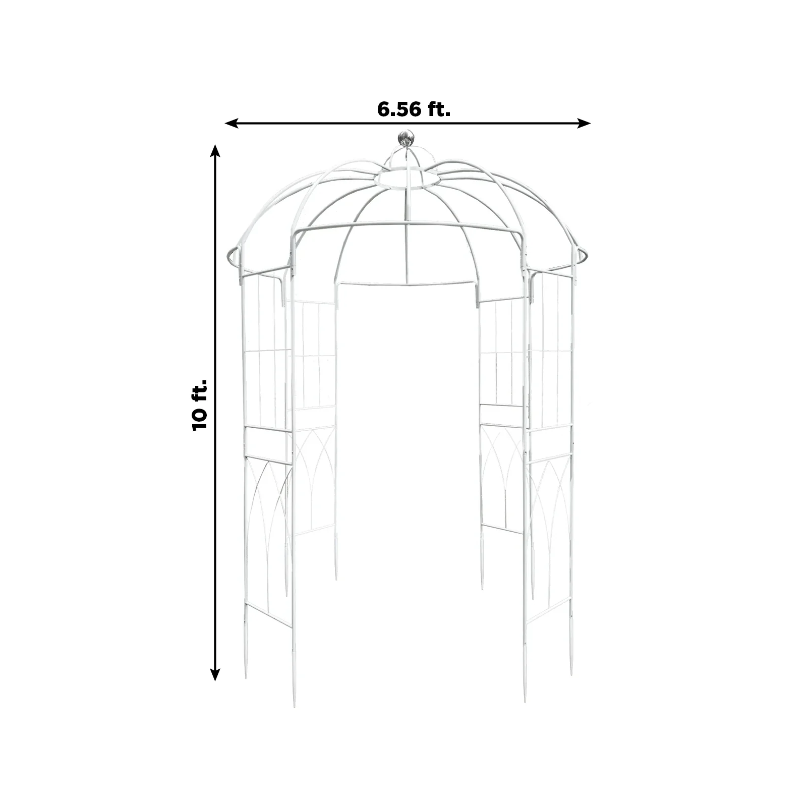 Metal Birdcage Wedding Arch, White 10ft – Garden Gazebo Pergola Pavilion Arbor for Outdoor Ceremony, Vines & Flowers - Image 3