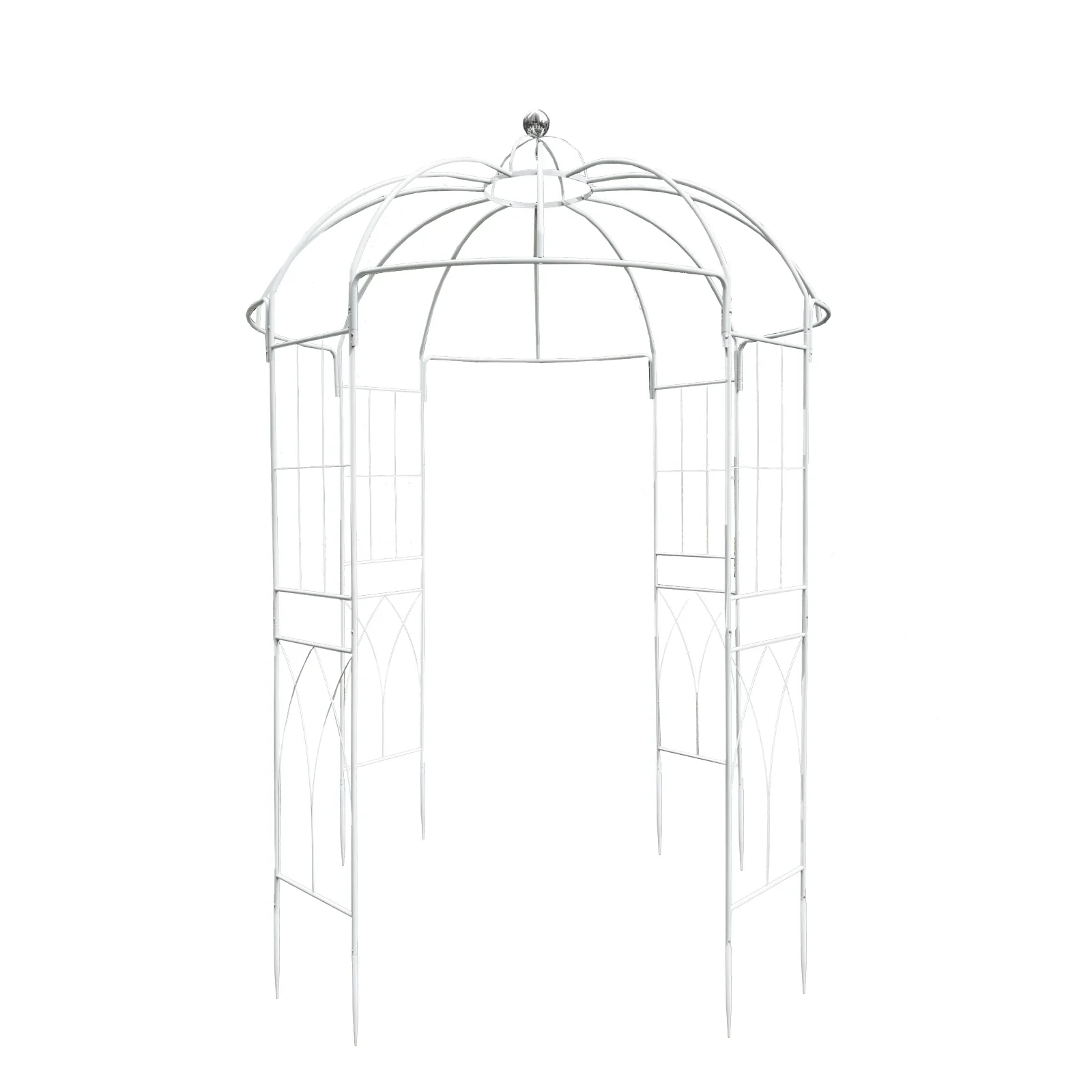 Metal Birdcage Wedding Arch, White 10ft – Garden Gazebo Pergola Pavilion Arbor for Outdoor Ceremony, Vines & Flowers - Image 6