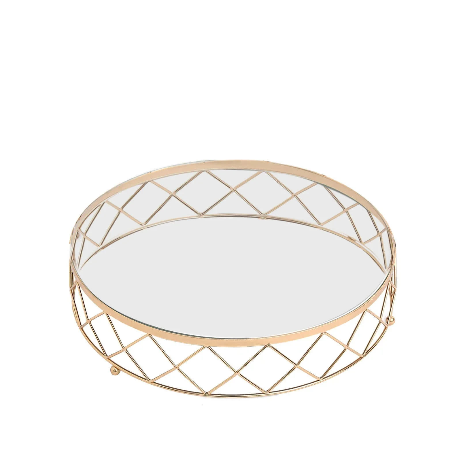 Metal Cake Stand 16" Geometric Diamond Cut Design Gold with Glass Top - Dessert Display Riser for Parties - Image 6