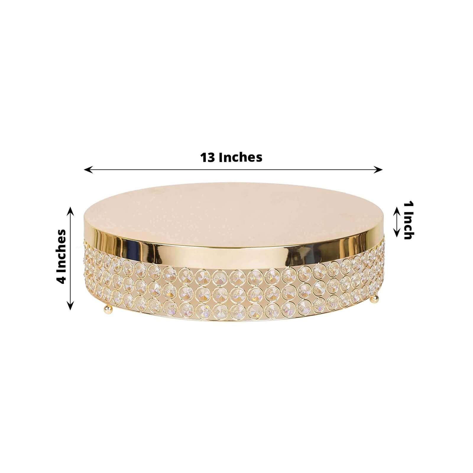 Metal Cake Stand Pedestal 14" Crystal Beaded Design Gold - Cupcake Display and Dessert Riser - Image 3