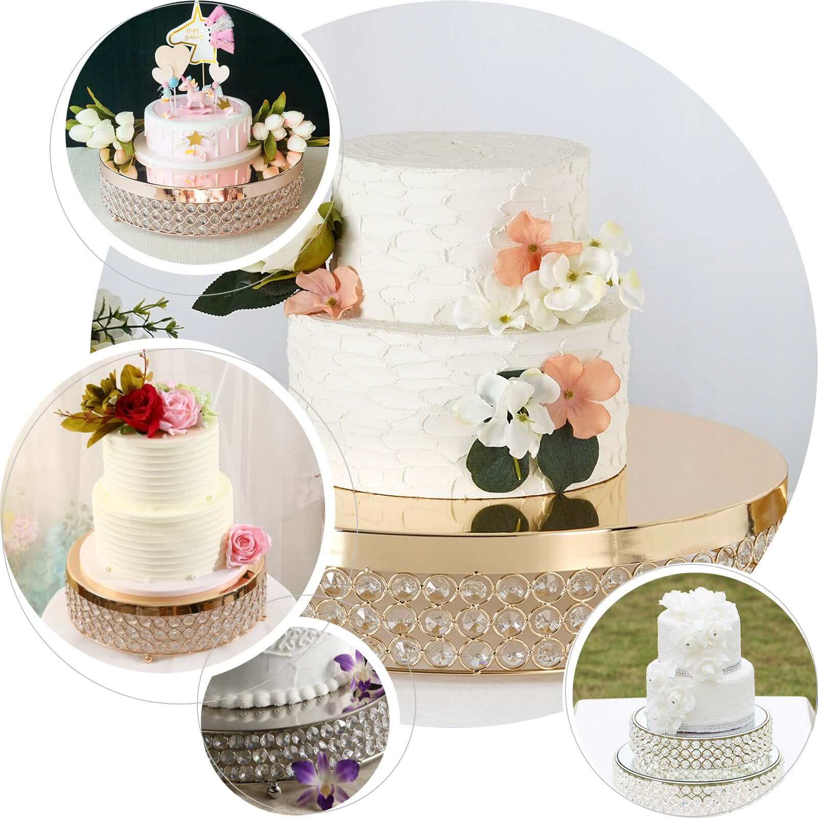Metal Cake Stand Pedestal 13" Crystal Beaded Design Silver - Cupcake Display and Dessert Riser - Image 6