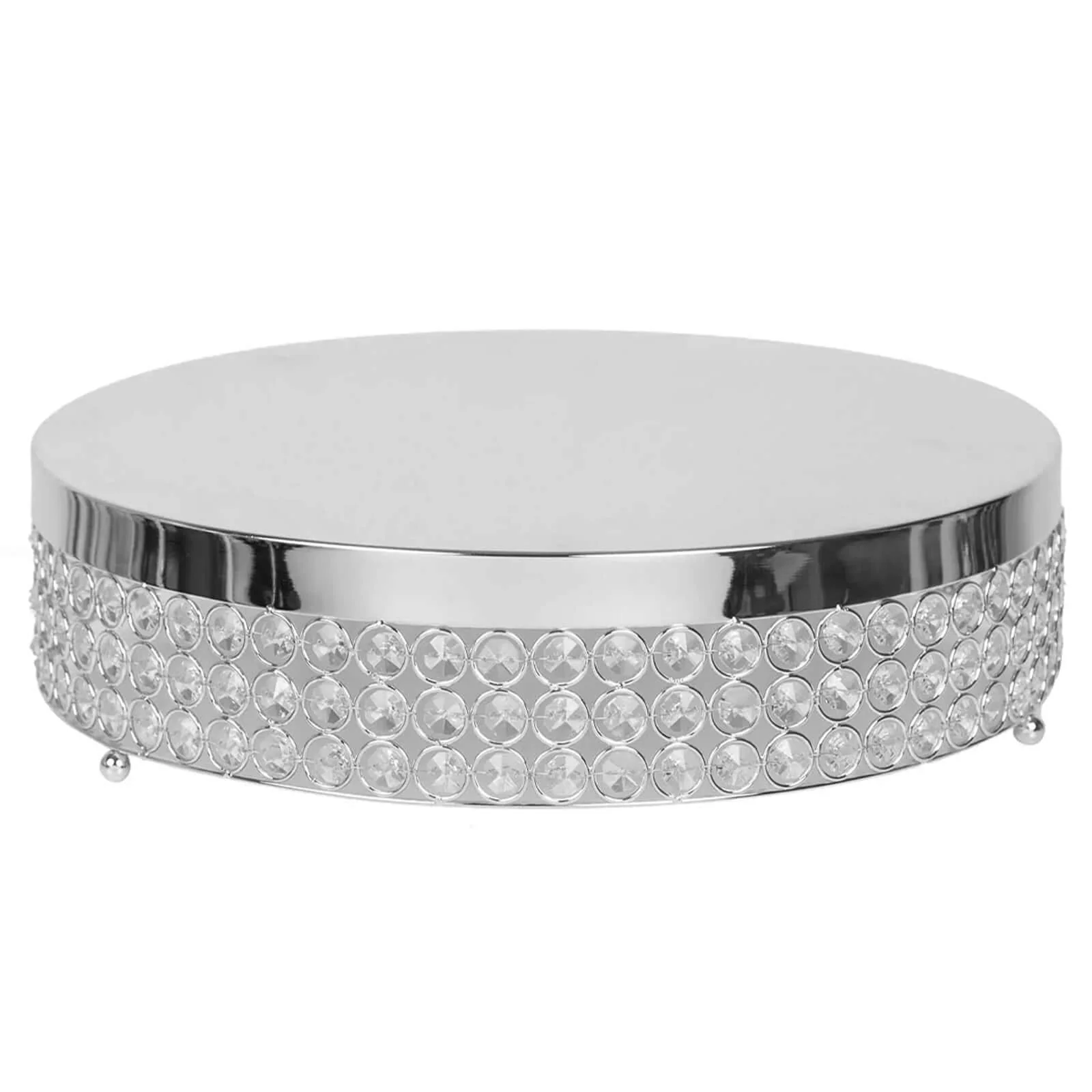 Metal Cake Stand Pedestal 13" Crystal Beaded Design Silver - Cupcake Display and Dessert Riser - Image 7
