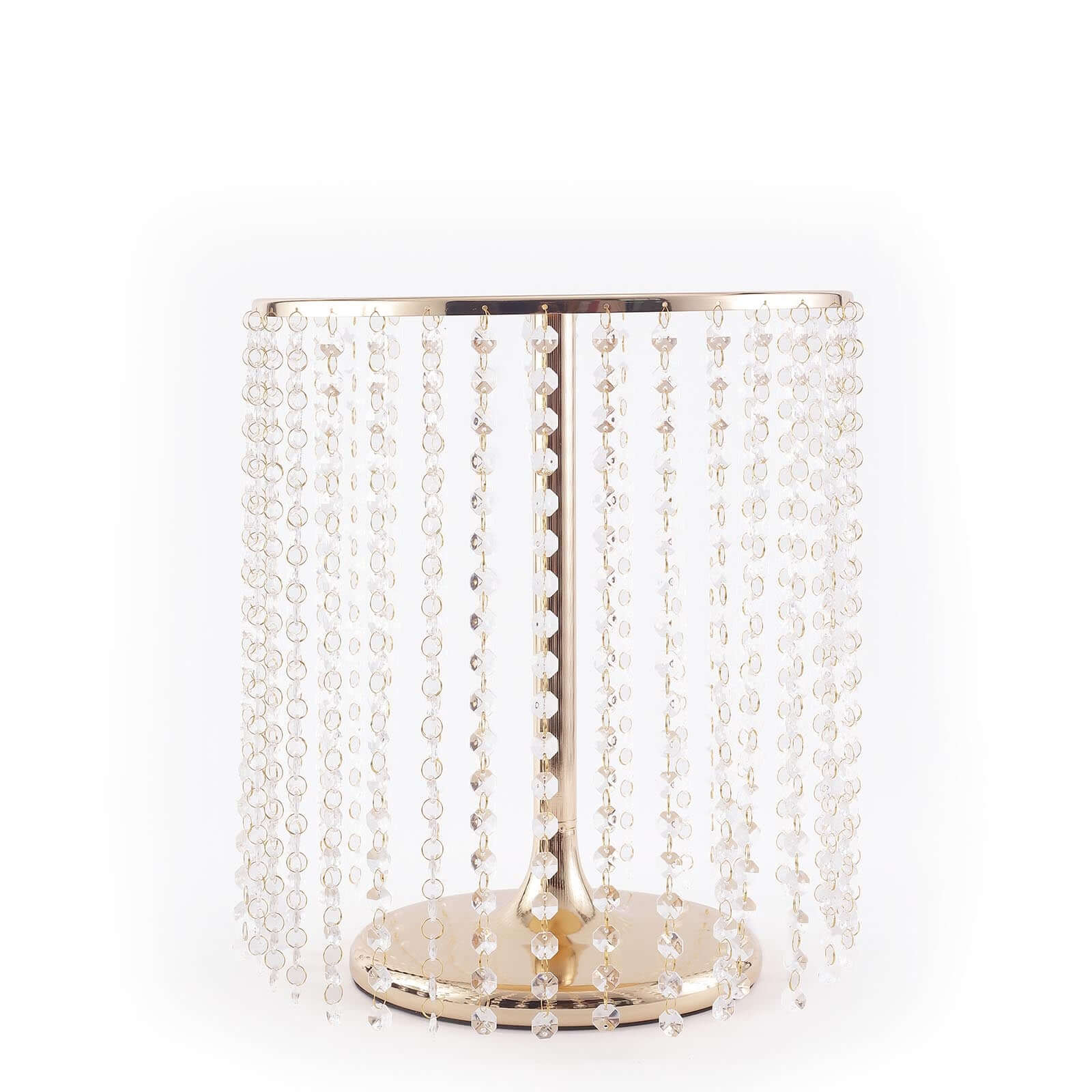 Metal Cake Stand Round Design 14" Dia Metallic Gold with Crystal Chains 16" Tall - Cupcake Dessert Pedestal - Image 7