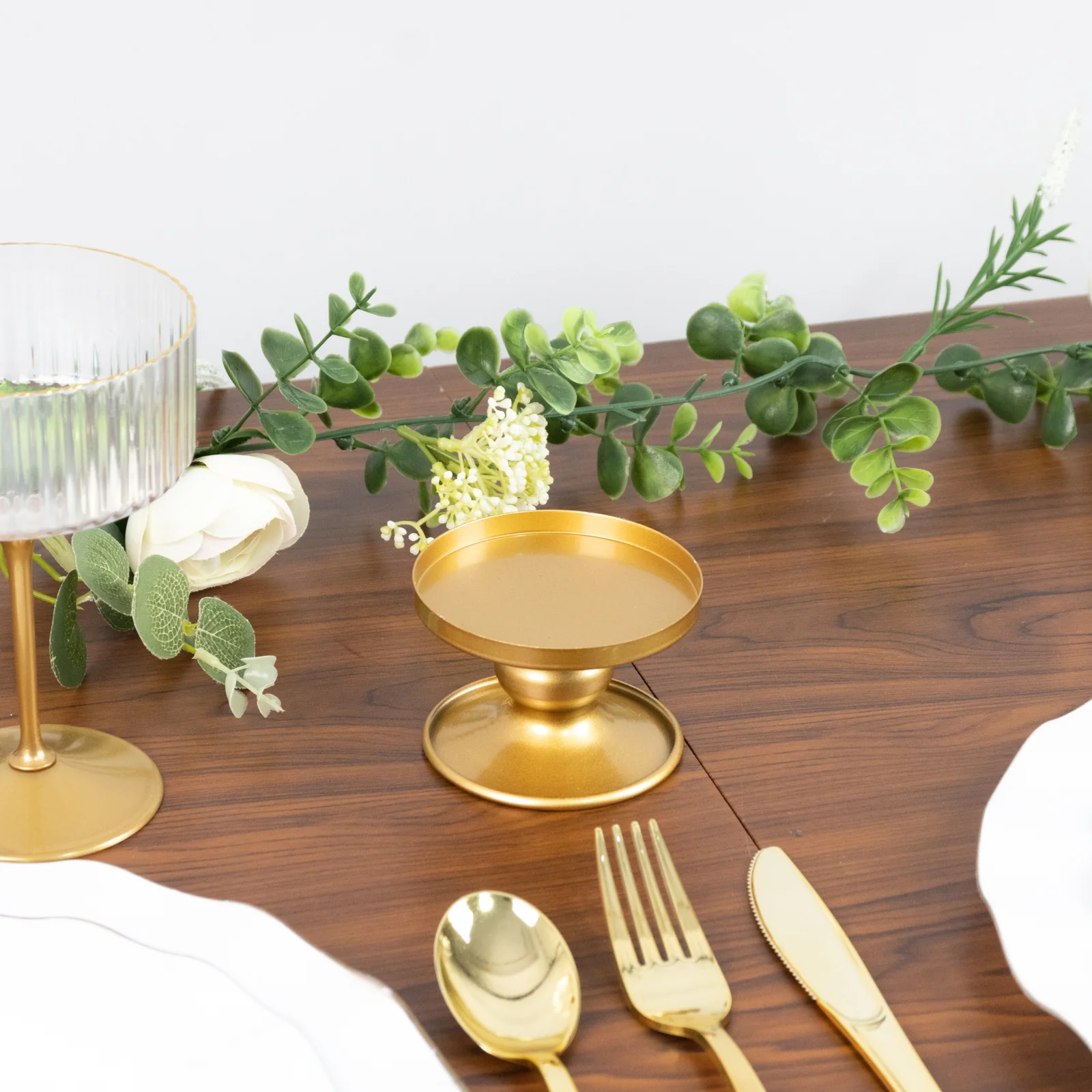 6 Pack Gold Metal Candle Holders, 2" Reversible Pillar & Taper Candlestick Stands - Image 10