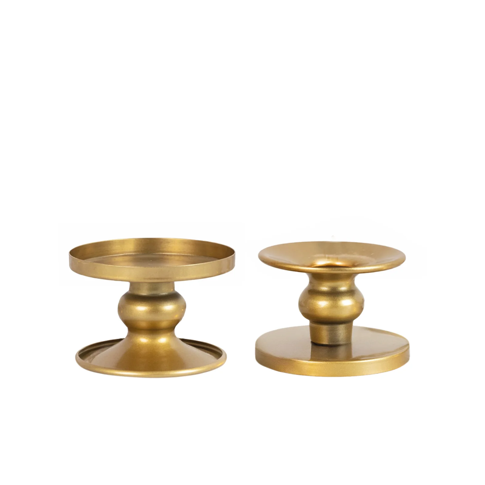 6 Pack Gold Metal Candle Holders, 2" Reversible Pillar & Taper Candlestick Stands - Image 2
