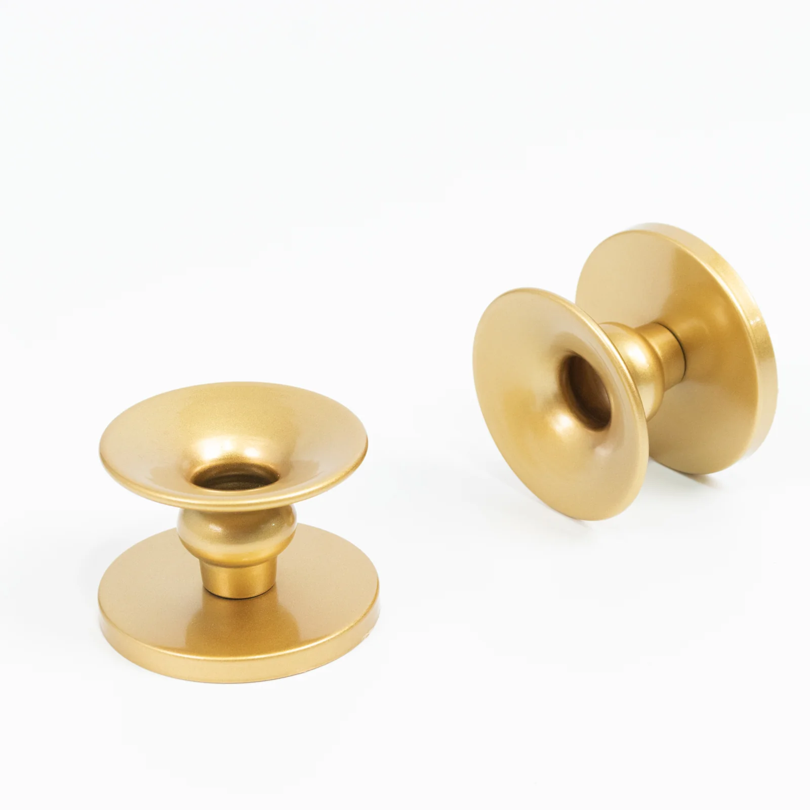 6 Pack Gold Metal Candle Holders, 2" Reversible Pillar & Taper Candlestick Stands - Image 7