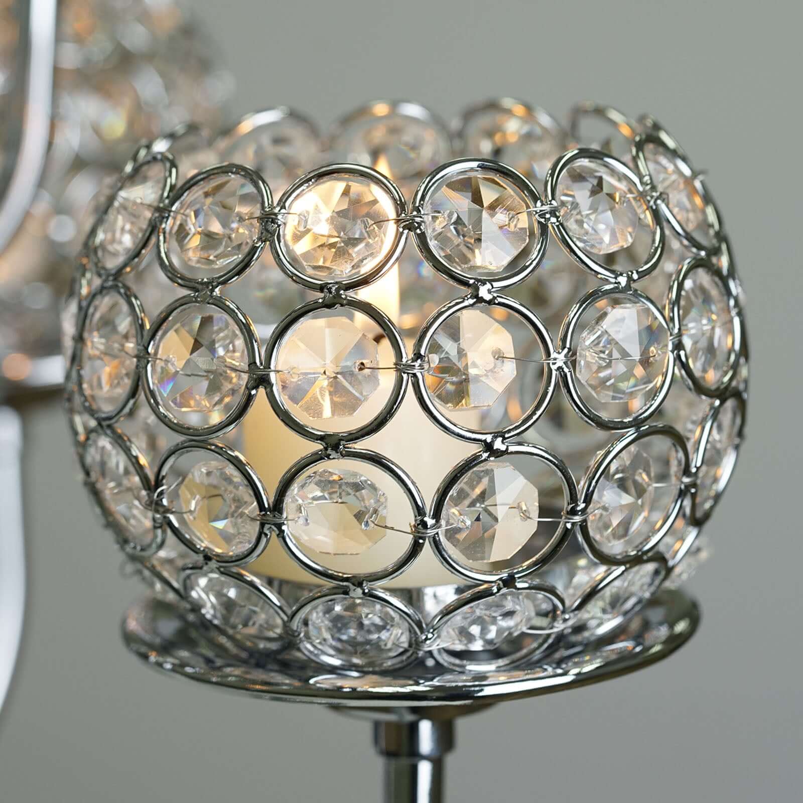 Metal Crystal Beaded Candelabra 40" Silver 13 Arm Design - Table Centerpiece for Events - Image 8