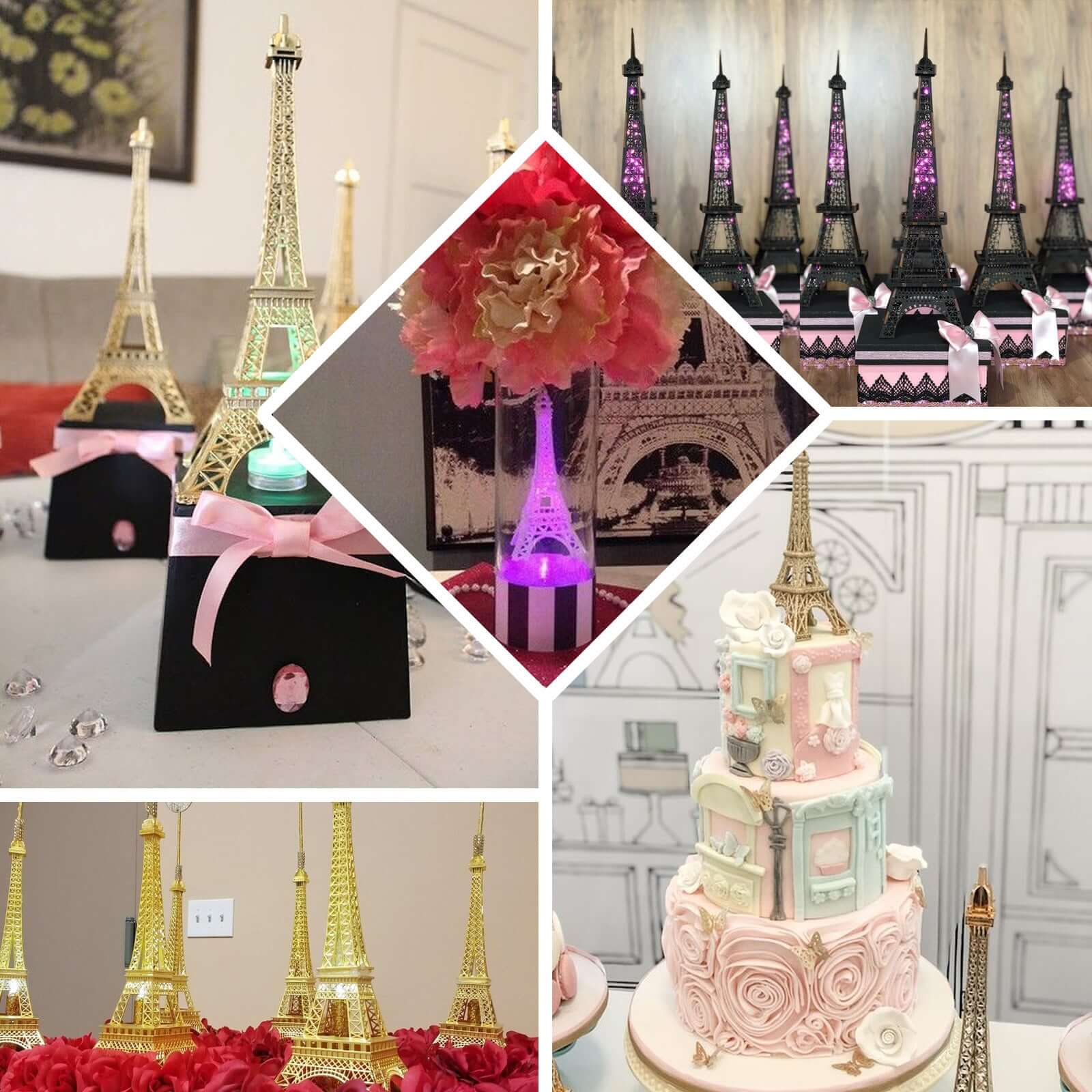 Metal Eiffel Tower 10" Table Centerpiece Rose Gold - Decorative Cake Topper - Image 5