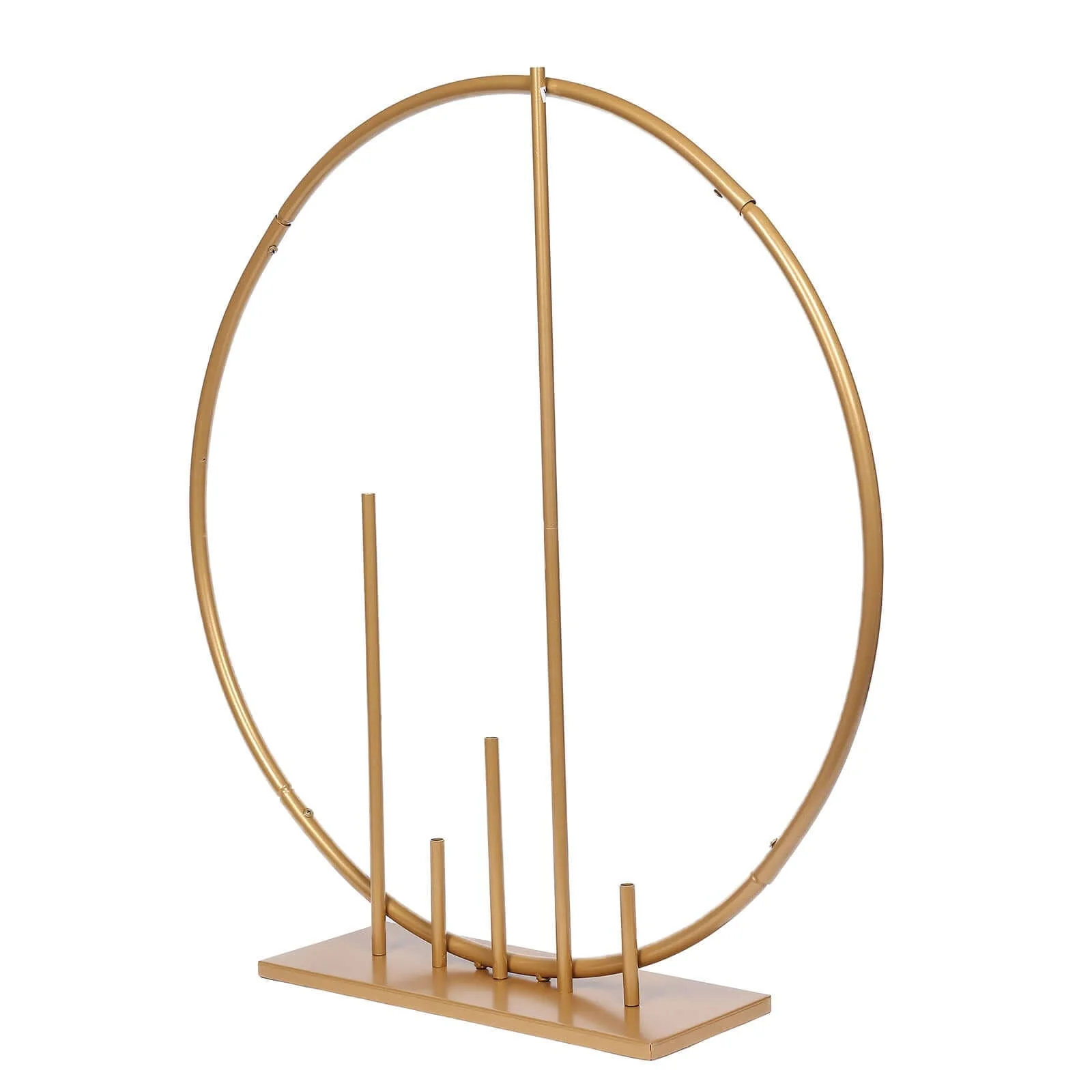 Metal Floral Hoop Wedding Table Centerpiece Round 24" Gold with Pillars - Self-Standing Balloon Arch Frame - Image 9