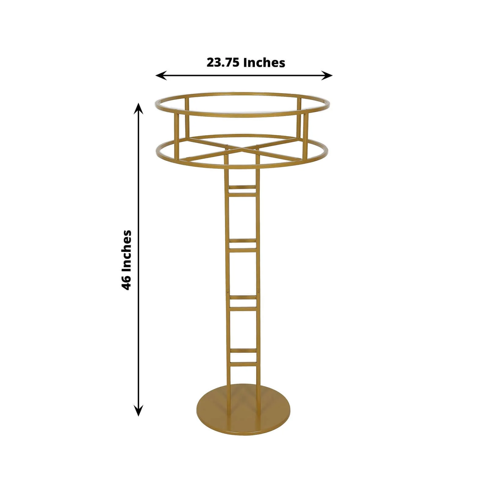 Metal Floral Riser 46" Gold Open Frame Design - Grand Halo Top Wedding Centerpiece Pedestal - Image 3