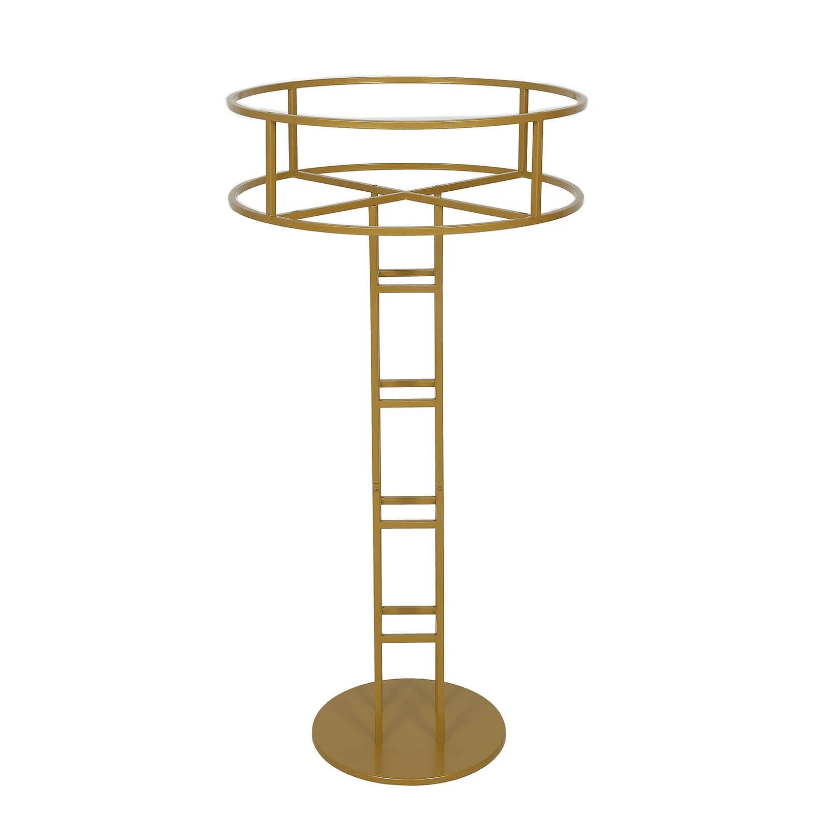 Metal Floral Riser 46" Gold Open Frame Design - Grand Halo Top Wedding Centerpiece Pedestal - Image 8