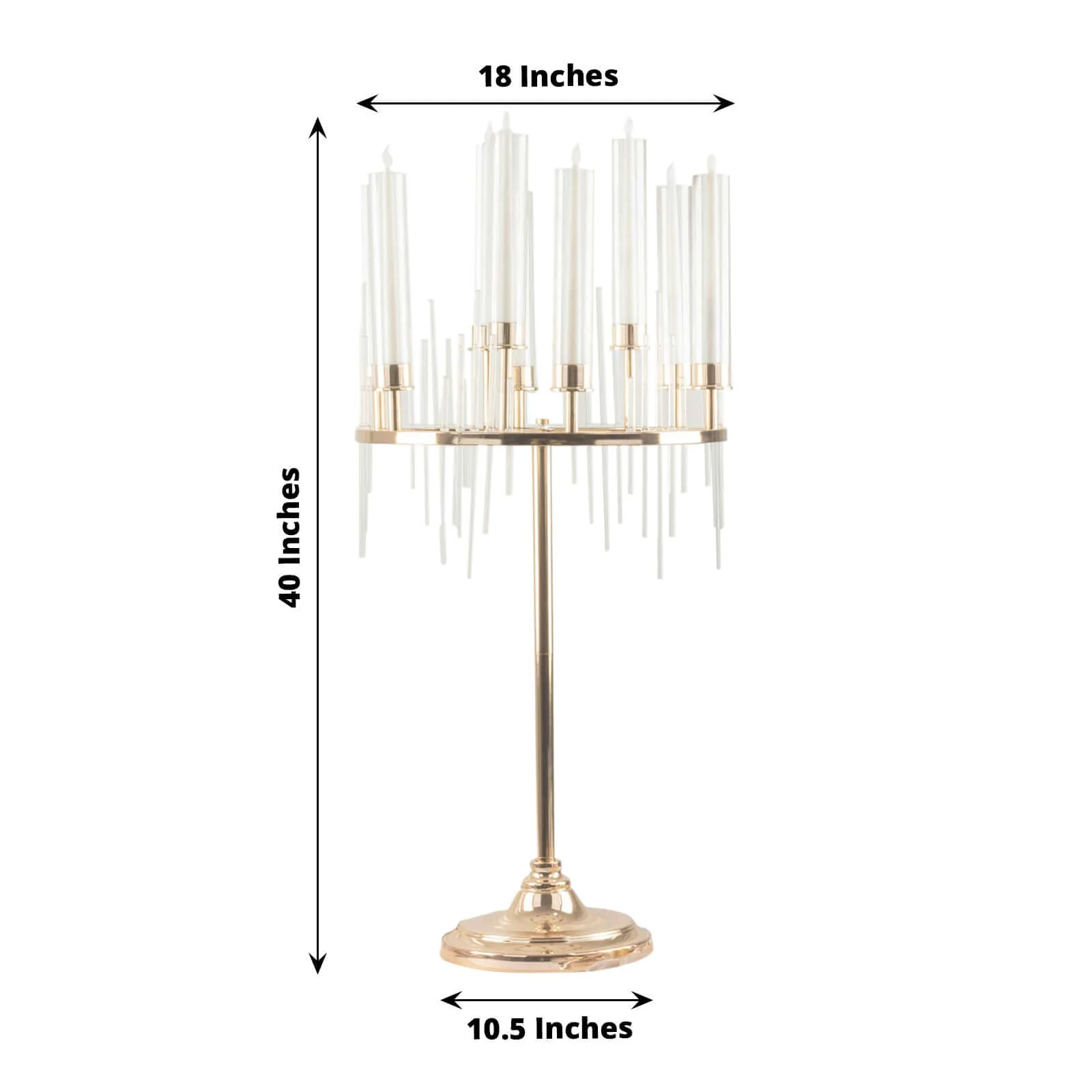 Metal Gold 9-Arm Round Cluster Taper Candelabra Gold Table - Image 3