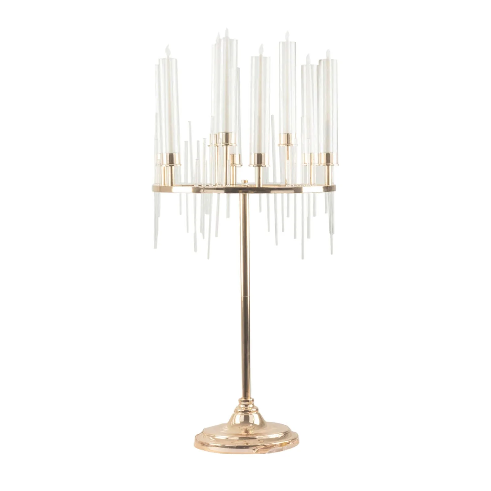 Metal Gold 9-Arm Round Cluster Taper Candelabra Gold Table - Image 7