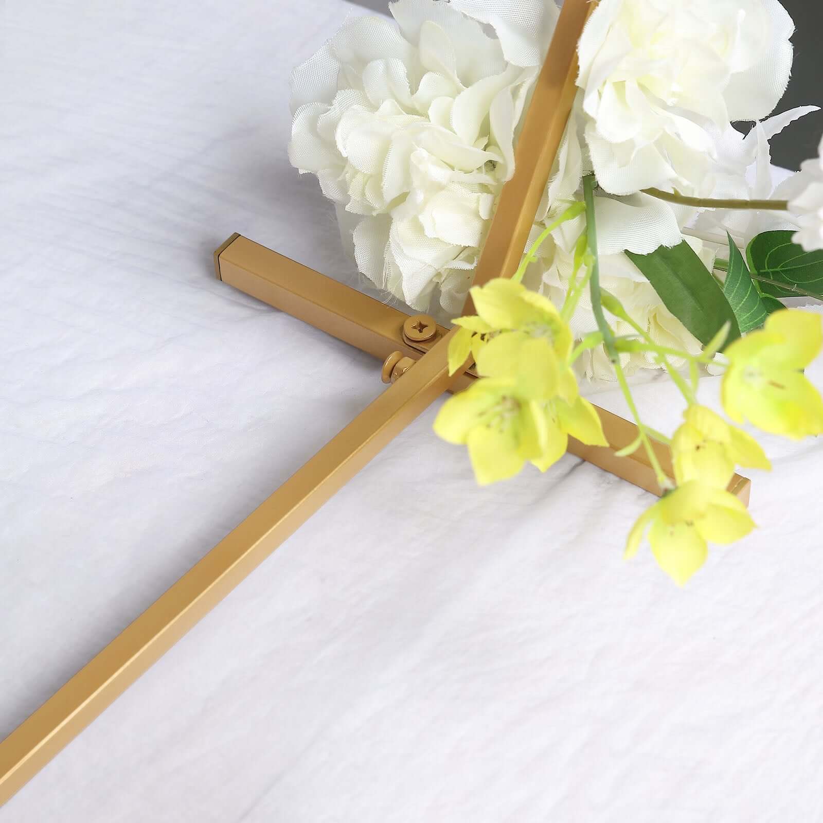 Metal Hexagon Table Wedding Arch Centerpiece Gold 24" - Geometric Self-Standing Flower Balloon Frame - Image 2