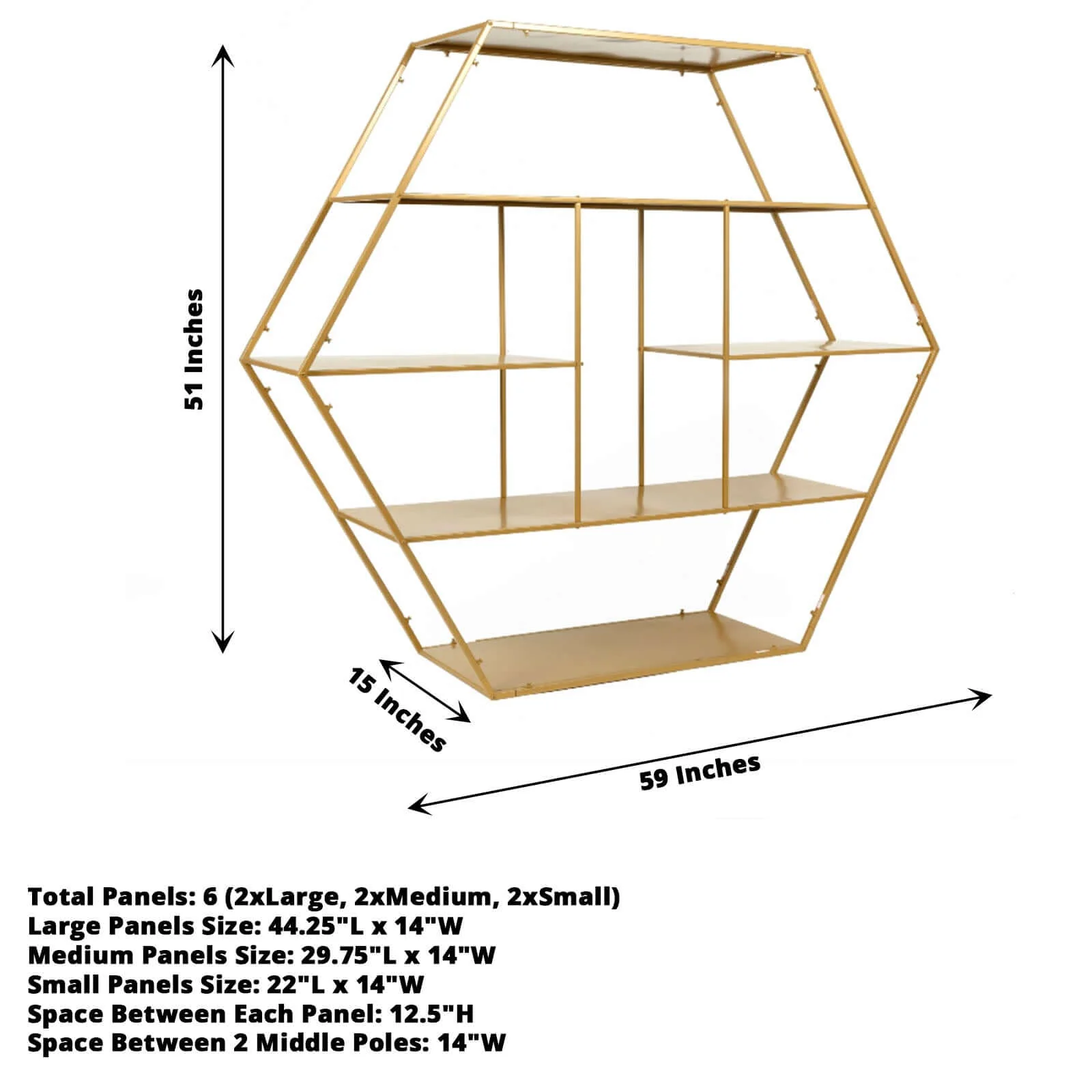 Metal Hexagonal Cake Dessert Display Stand 4ft Gold - Sturdy Large Geometric Rack Perfect for Event Backdrops Balloon Garlands Floral Installations & Modern Bookcase - Image 3