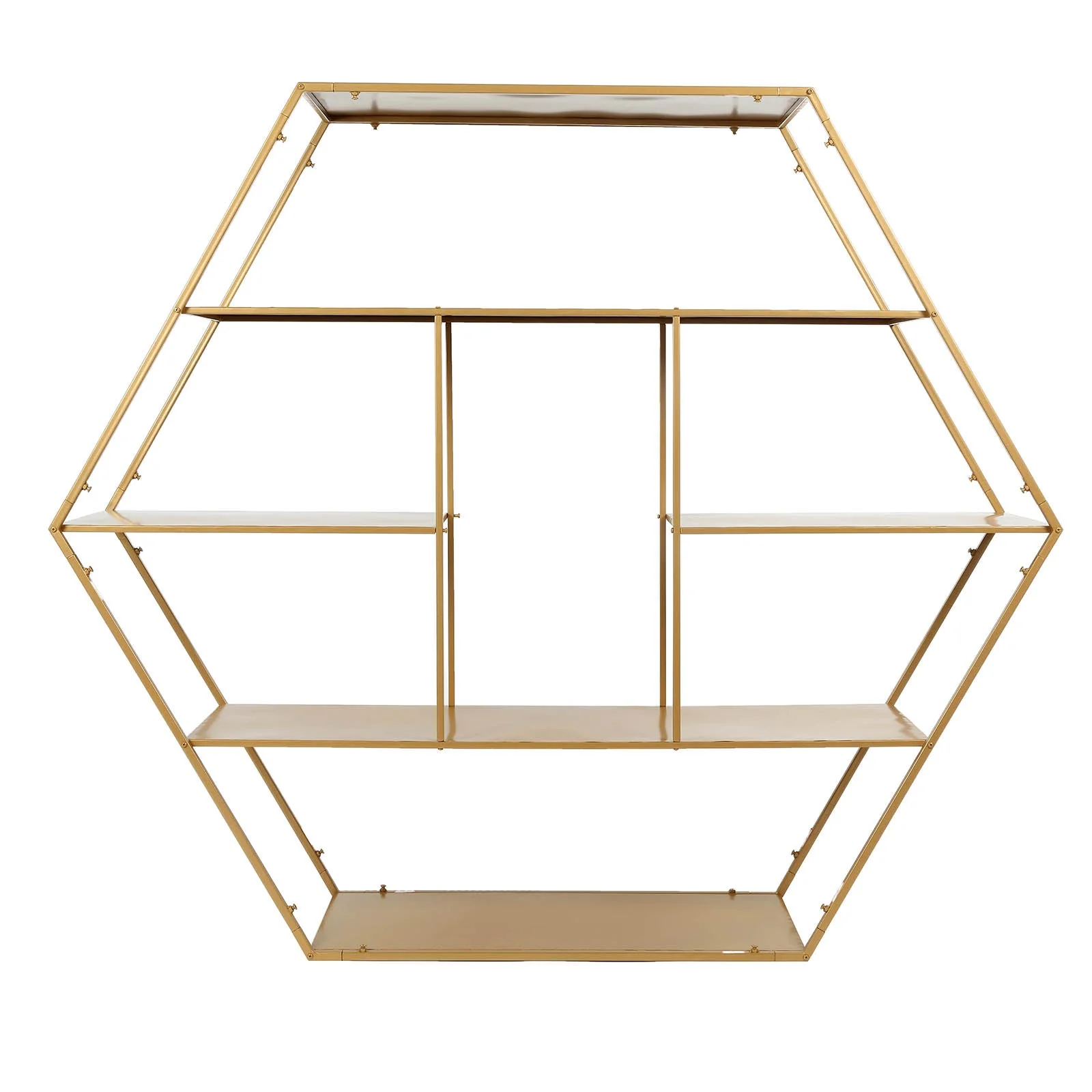Metal Hexagonal Cake Dessert Display Stand 4ft Gold - Sturdy Large Geometric Rack Perfect for Event Backdrops Balloon Garlands Floral Installations & Modern Bookcase - Image 6