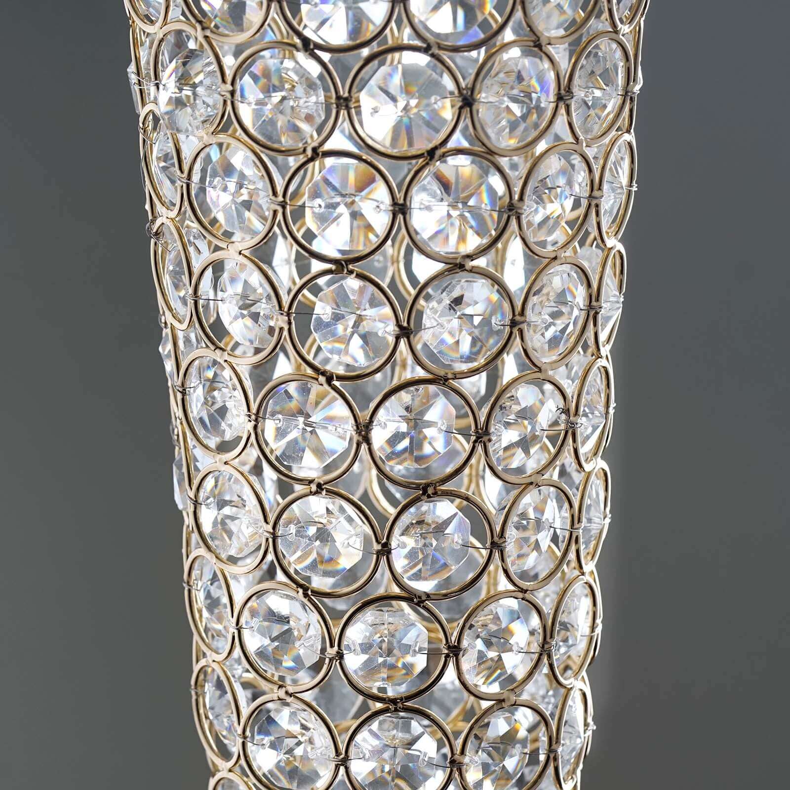 Metal Hurricane Floral Vase Centerpiece 24" Metallic Gold with Crystal Beaded Design - Table Decorative Stand - Image 5