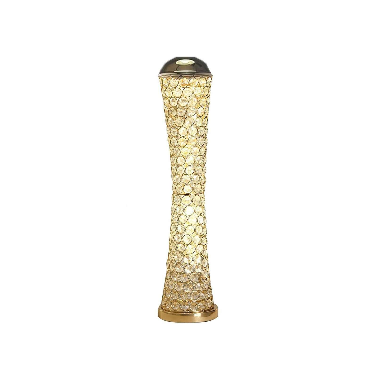 Metal Hurricane Floral Vase Centerpiece 24" Metallic Gold with Crystal Beaded Design - Table Decorative Stand - Image 6