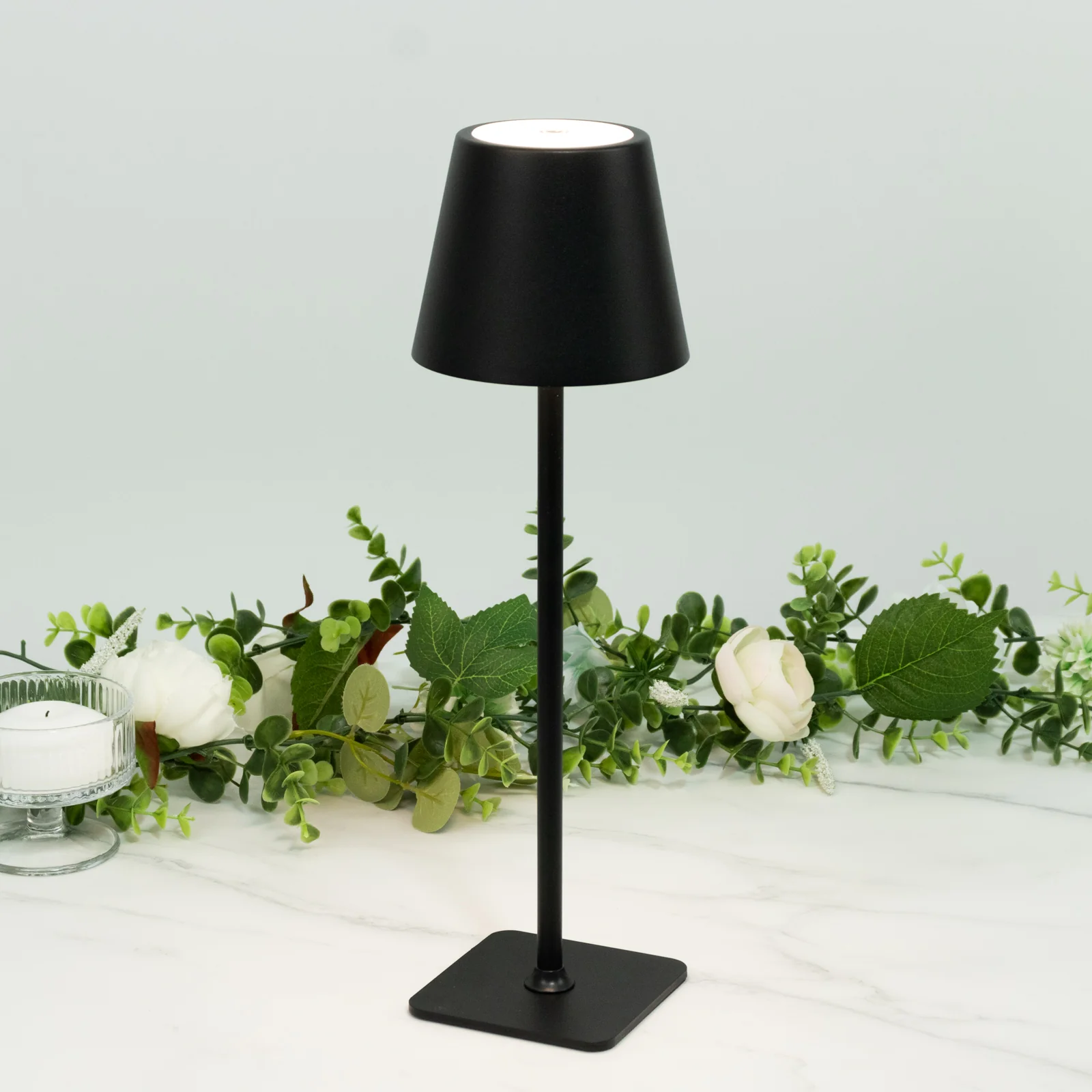 Heavy Duty Black Metal LED Table Lamp with Classic Empire Lampshade – Commercial Grade Cordless Rechargeable Desk Lamp, 3 Color Modes, Stepless Dimming, Touch Control, 15" - Image 6