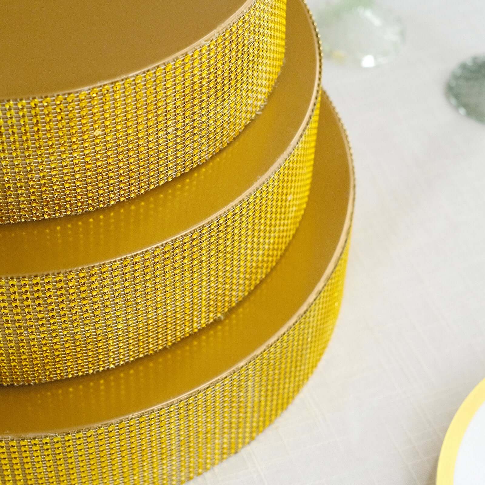 Metal Pedestal Cake Stand 12" Round Design with Rhinestones Gold - Cupcake Holder and Dessert Table Centerpiece - Image 11