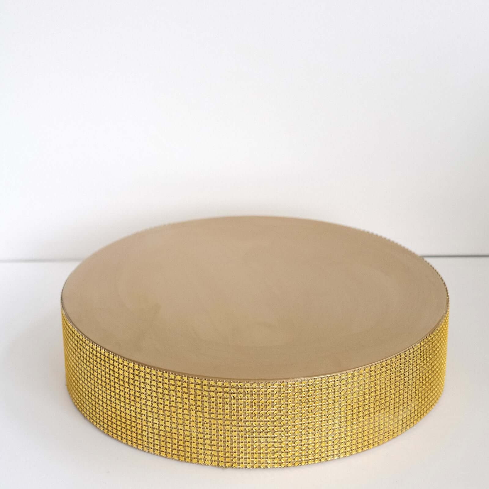 Metal Pedestal Cake Stand 14" Round Design with Rhinestones Gold - Cupcake Holder and Dessert Table Centerpiece - Image 12