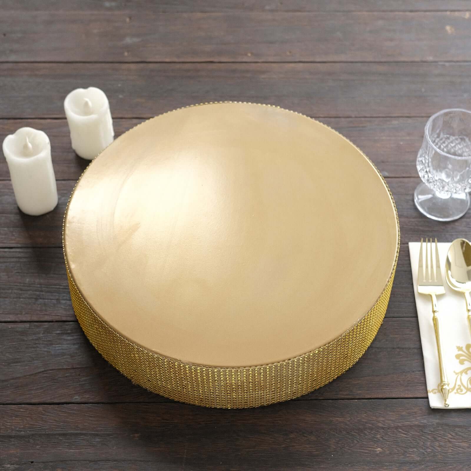 Metal Pedestal Cake Stand 14" Round Design with Rhinestones Gold - Cupcake Holder and Dessert Table Centerpiece - Image 13
