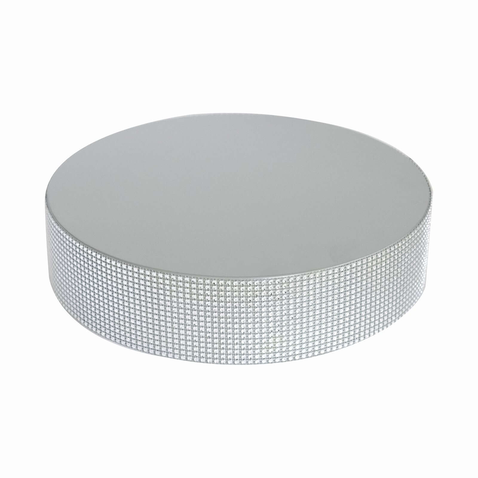 Metal Pedestal Cake Stand 14" Round Design with Rhinestones Silver - Cupcake Holder and Dessert Table Centerpiece - Image 7