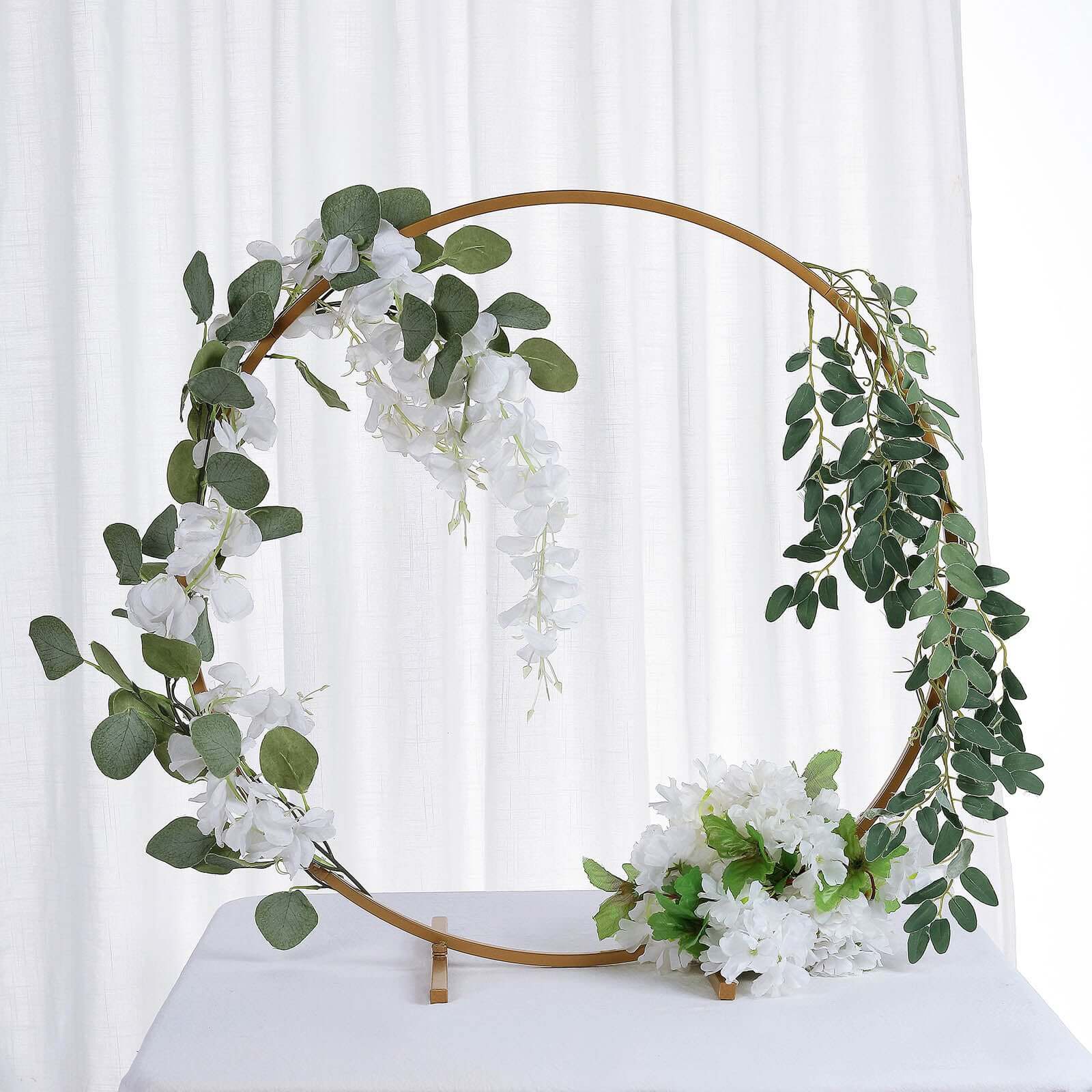 Metal Round Arch Wedding Centerpiece Gold 24" - Hoop Wreath Tabletop Decor for Events - Image 7