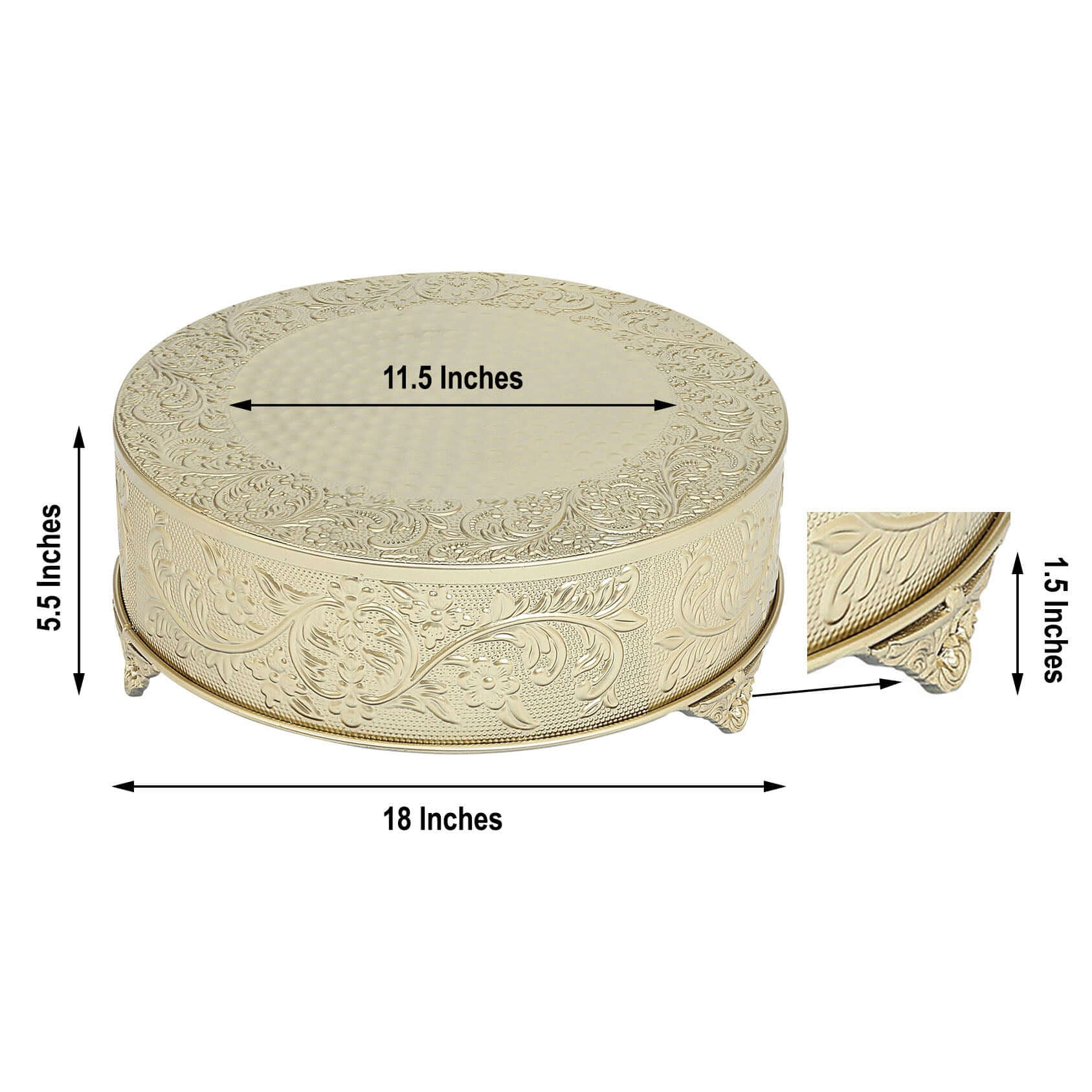 Metal Round Cake Pedestal Stand 18" Gold with Embossed Design - Decorative Matte Cupcake Display Riser Centerpiece Dessert Tray for Luxurious Event Styling - Image 3
