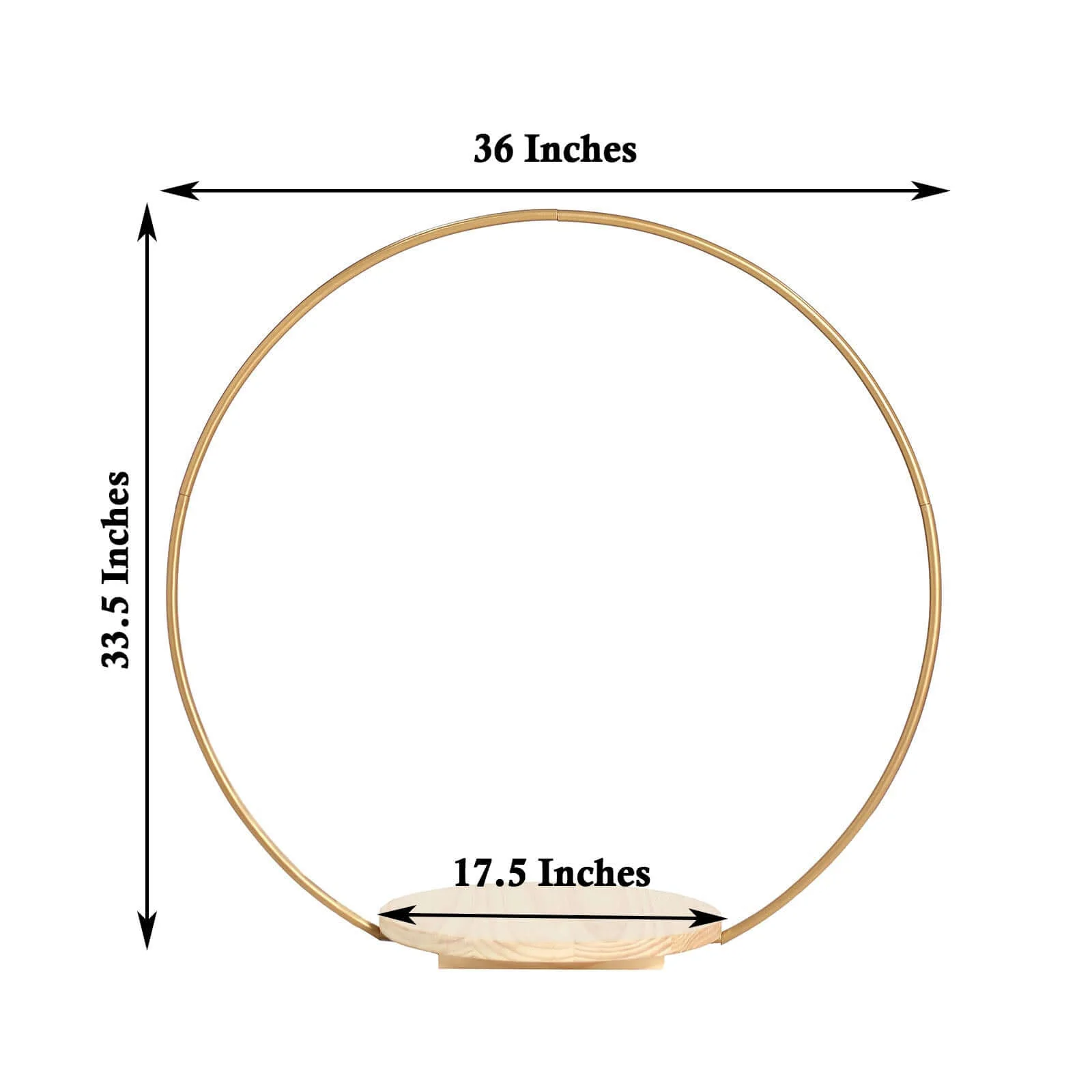 Metal Round Floral Hoop Cake Stand 33" Gold - Modern Geometric Dessert Display Centerpiece Stand With Wooden Base for Glamorous Events & Celebrations - Image 3
